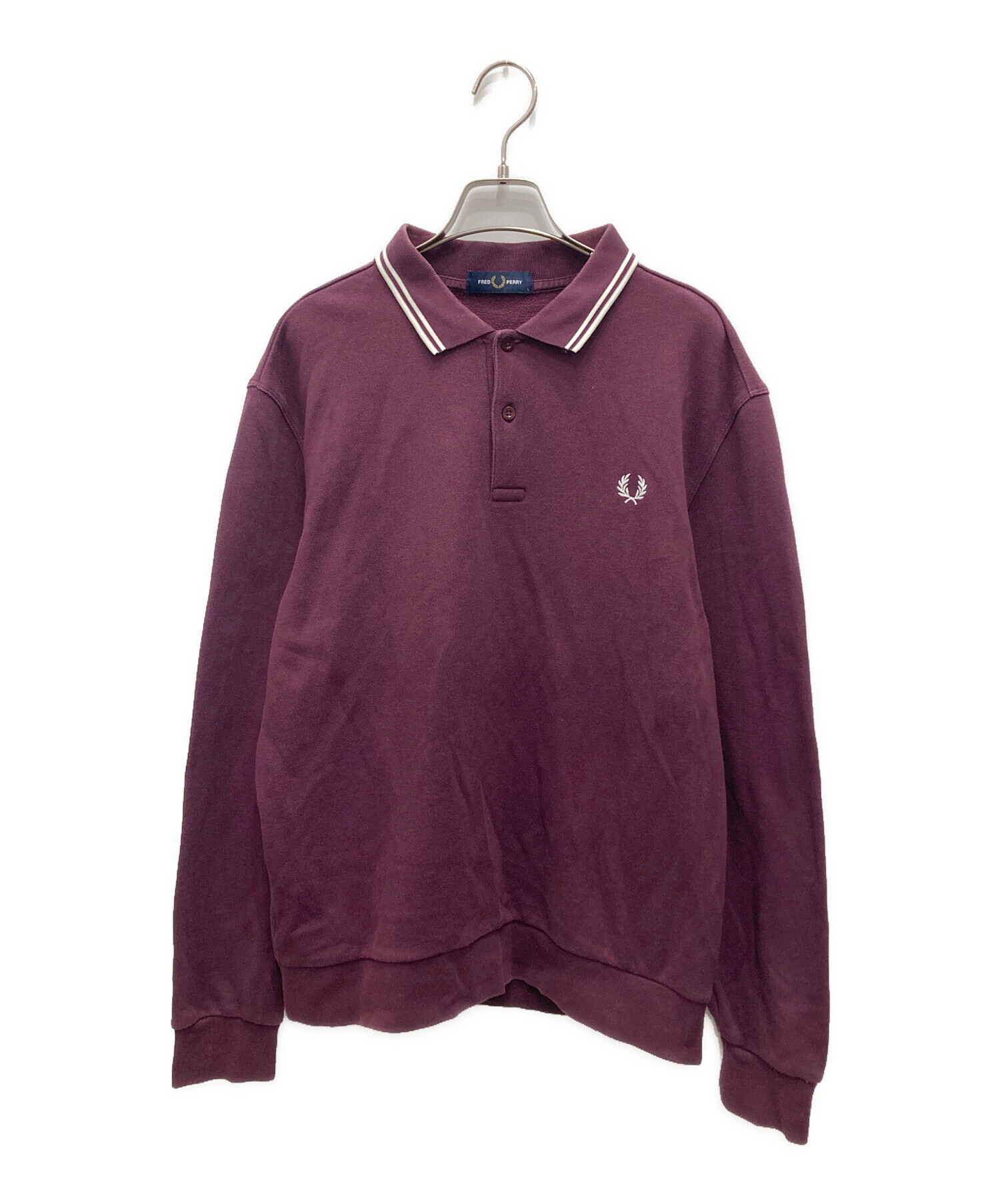 FRED PERRY 長袖ポロシャツ ボルドー M 月桂樹ロゴ 古着 ストリート 中古・古着通販】FRED PERRY (フレッドペリー) 長袖ポロシャツ