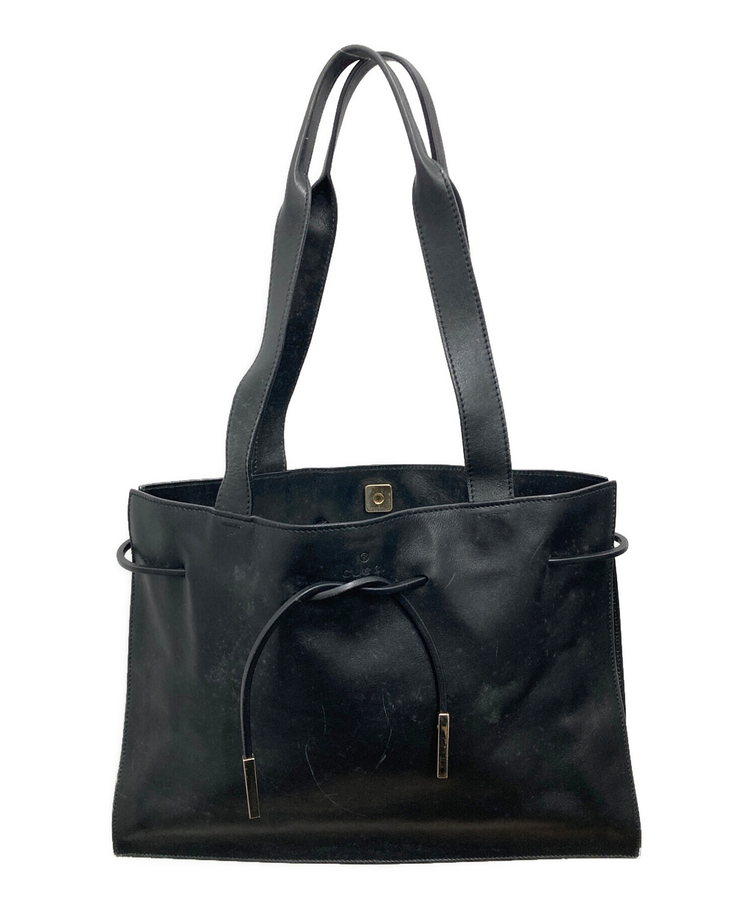 中古・古着通販】GUCCI (グッチ) レザーハンドバッグ ブラック 