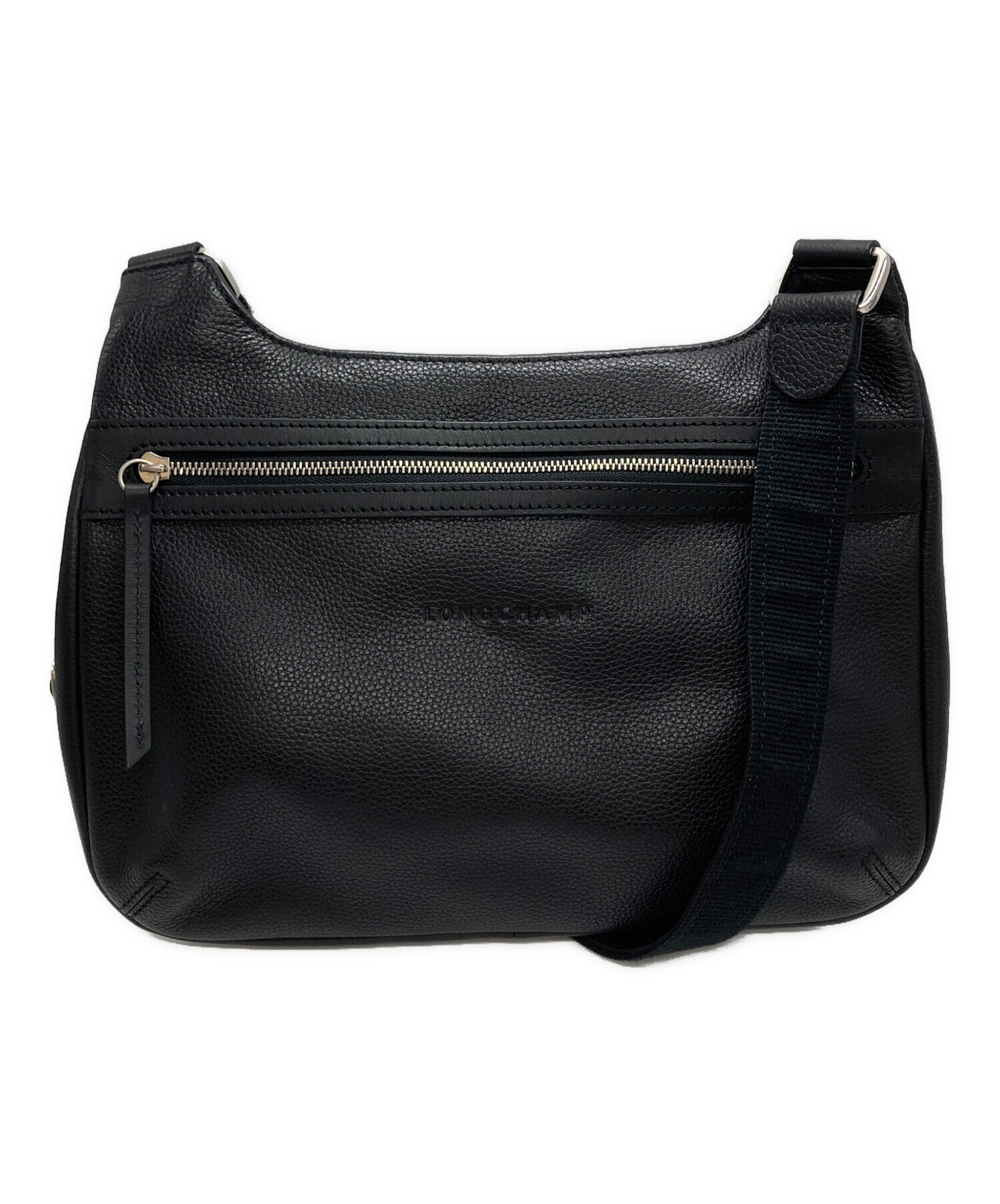 LONGCHAMP ブラックレザーショルダーバッグ【中古】 中古・古着通販】LONGCHAMP (ロンシャン) レザーショルダーバッグ