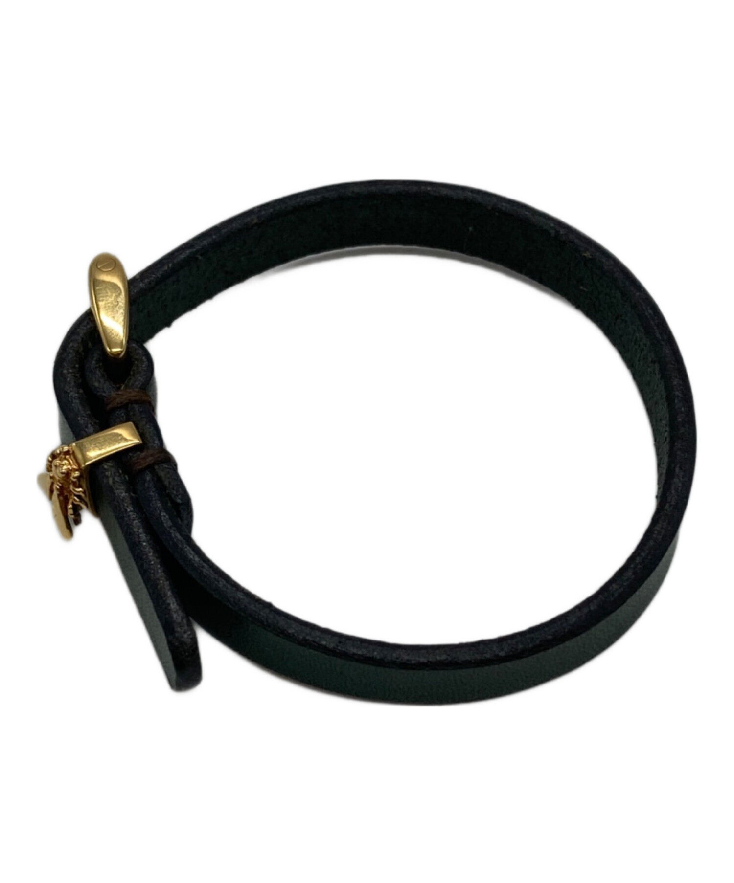 中古・古着通販】GUCCI (グッチ) レザーブレスレット グリーン 