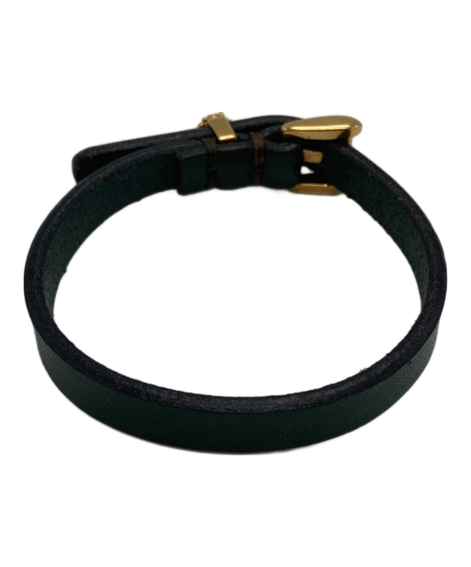 中古・古着通販】GUCCI (グッチ) レザーブレスレット グリーン 