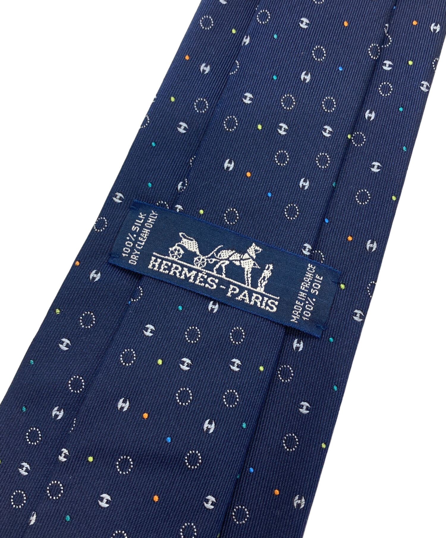新品未使用　HERMES 青いドット柄ネクタイ 中古・古着通販】HERMES (エルメス) H柄ドットネクタイ ネイビー