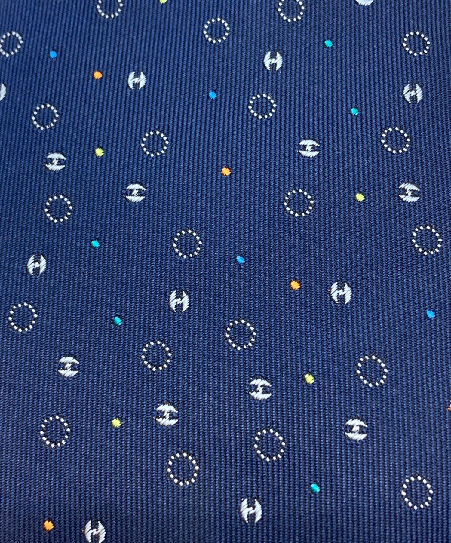 中古・古着通販】HERMES (エルメス) H柄ドットネクタイ ネイビー