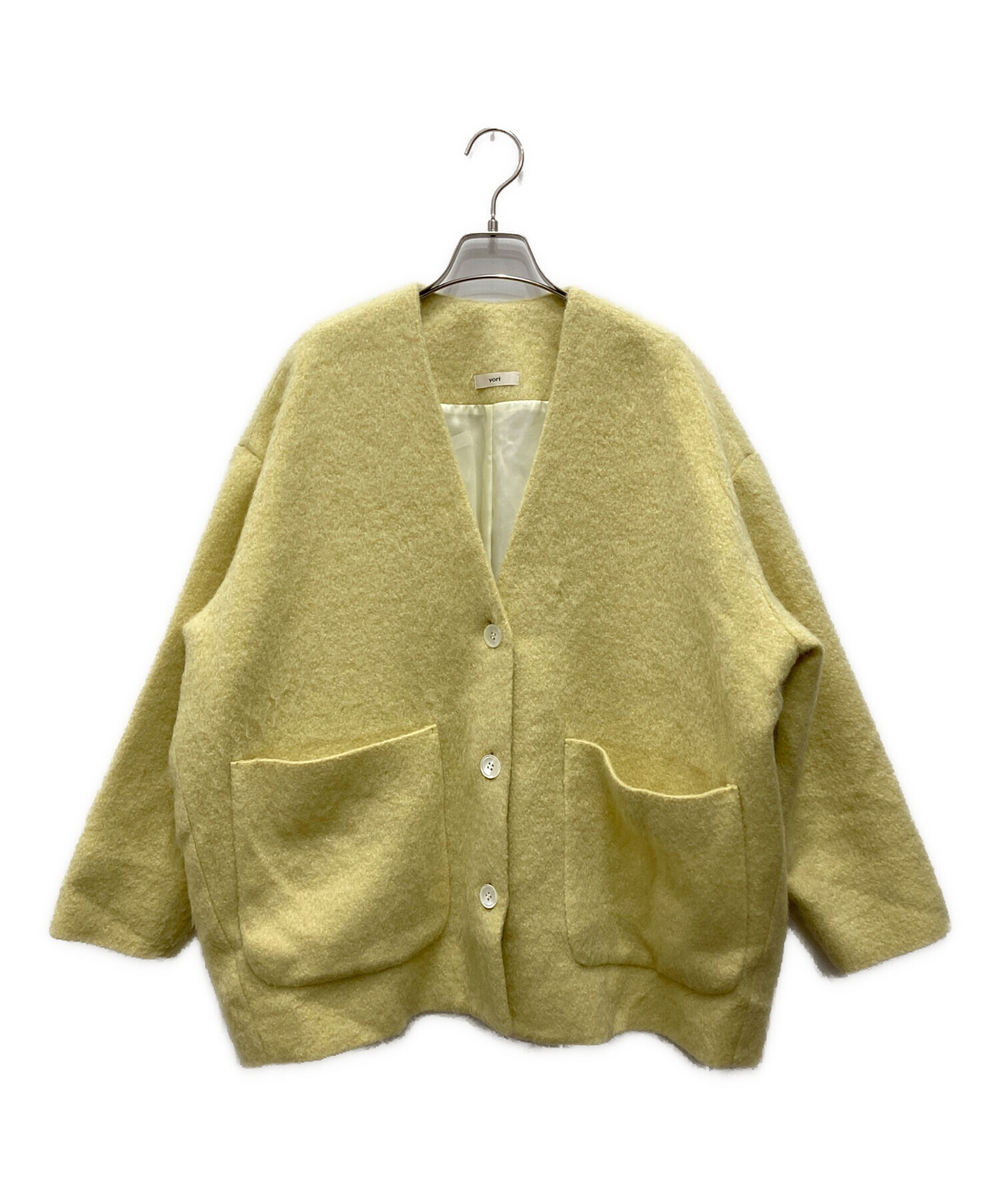 yori ウールモヘアシャギージャケット　フリーサイズ　イエロー 中古・古着通販】yori (ヨリ) ウールモヘア シャギージャケット