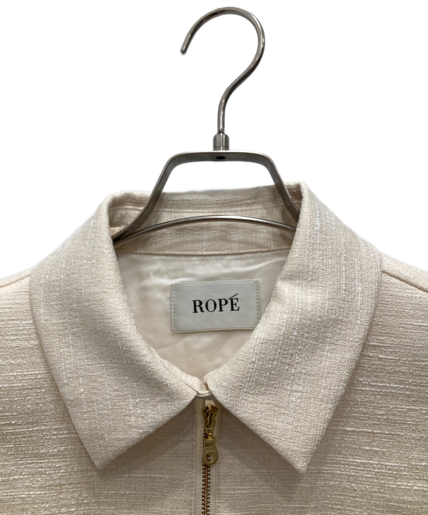 ロペ スラブツイード ブルゾン 中古・古着通販】ROPE (ロペ) スラブツイードブルゾン アイボリー
