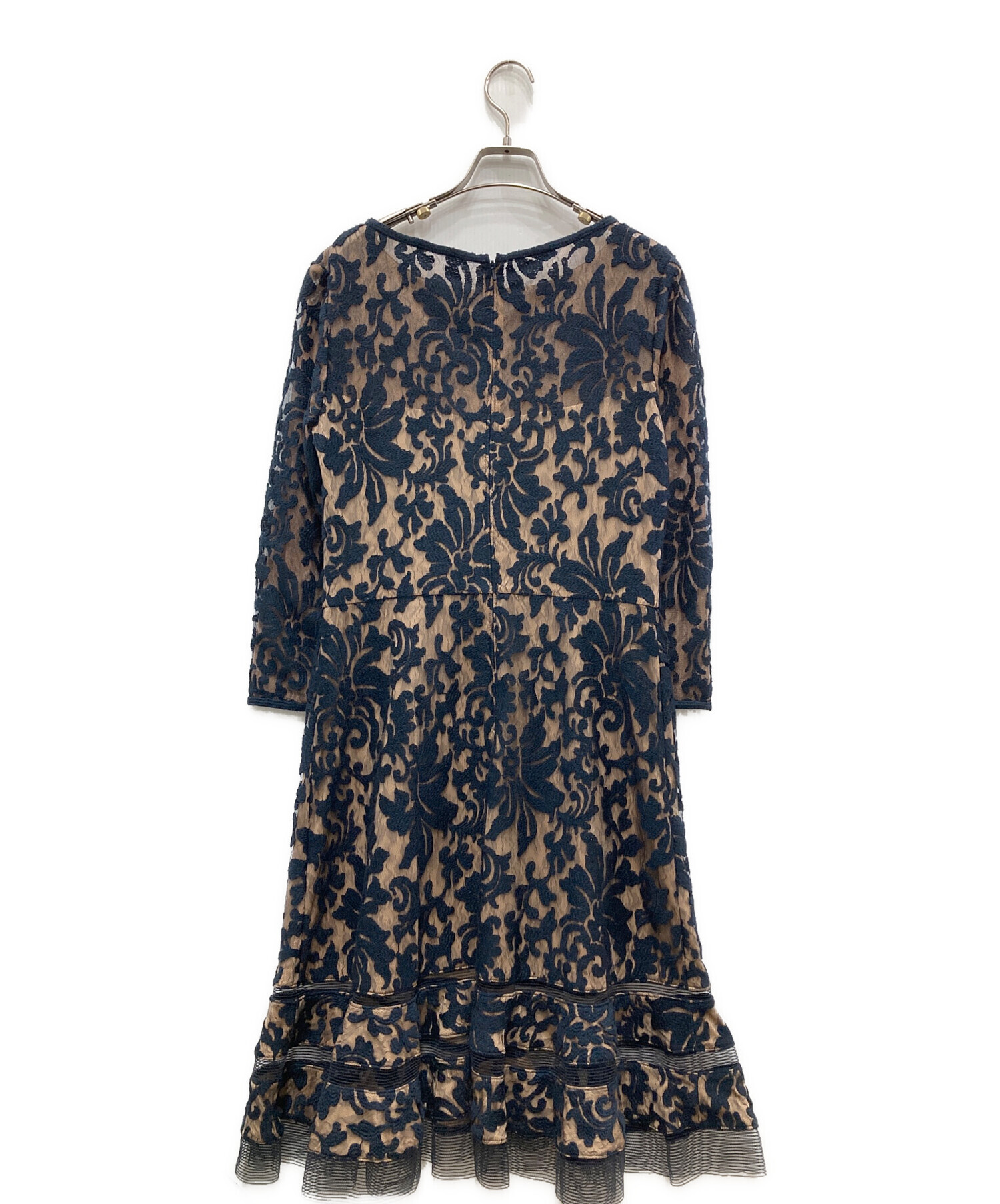 美品✨タダシショージ 　コード刺繍レース　 シアー ワンピース 　ネイビー 中古・古着通販】TADASHI SHOJI (タダシ ショージ) レースブラウス