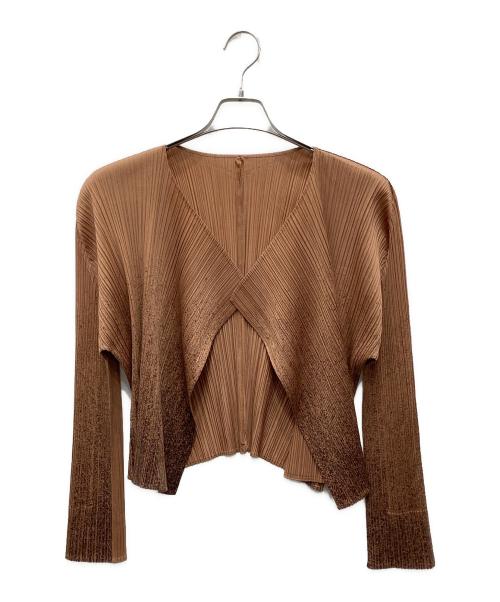 PLEATS PLEASE レイヤードカラーカーディガン　茶色　ブラウン PLEATS PLEASE レイヤードカラーカーディガン 茶色 ブラウン 楽天市場