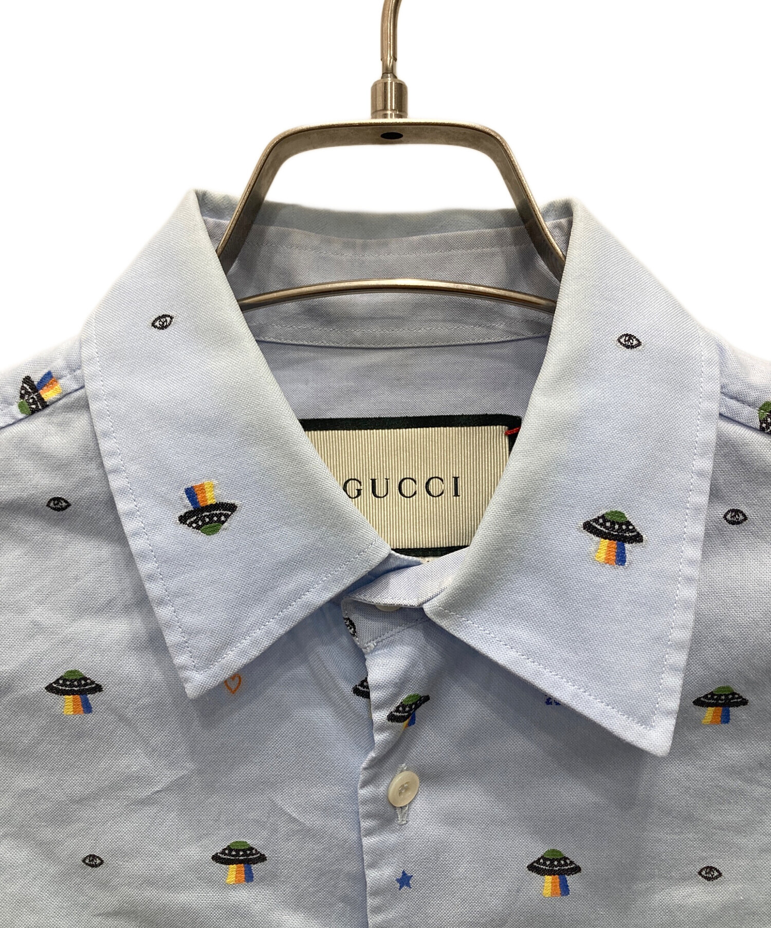 中古・古着通販】GUCCI (グッチ) UFOシンボルシャツ ブルー サイズ:38