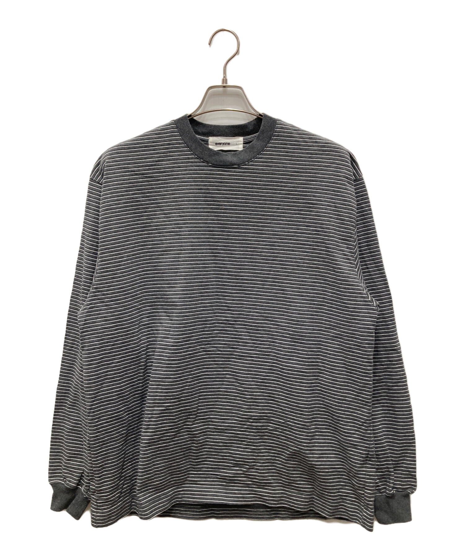 中古・古着通販】everyone (エブリワン) ボーダー長袖Tシャツ グレー