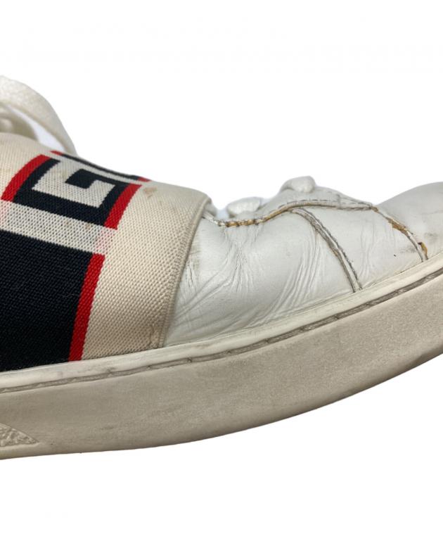 中古・古着通販】GUCCI (グッチ) ストライプレザースニーカー ホワイト
