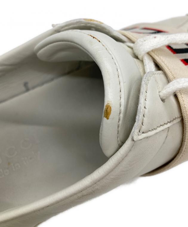 中古・古着通販】GUCCI (グッチ) ストライプレザースニーカー ホワイト