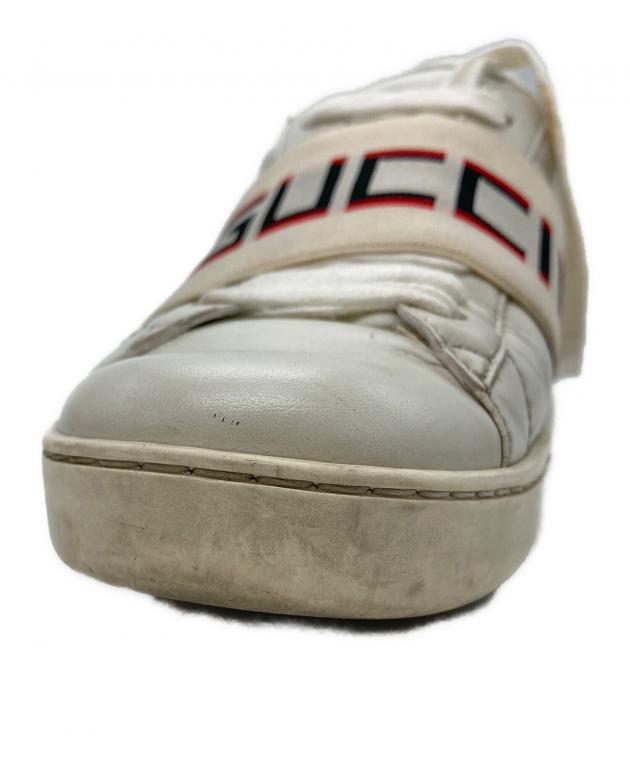 中古・古着通販】GUCCI (グッチ) ストライプレザースニーカー ホワイト