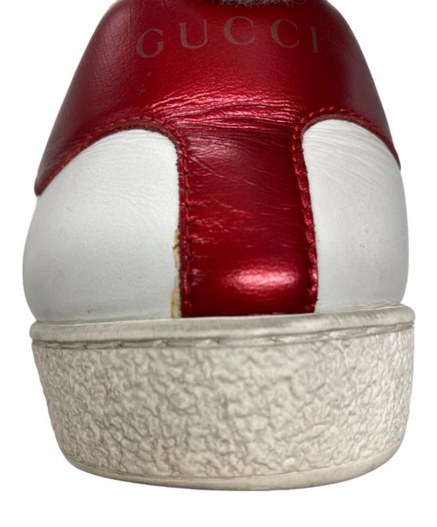 中古・古着通販】GUCCI (グッチ) ストライプレザースニーカー ホワイト