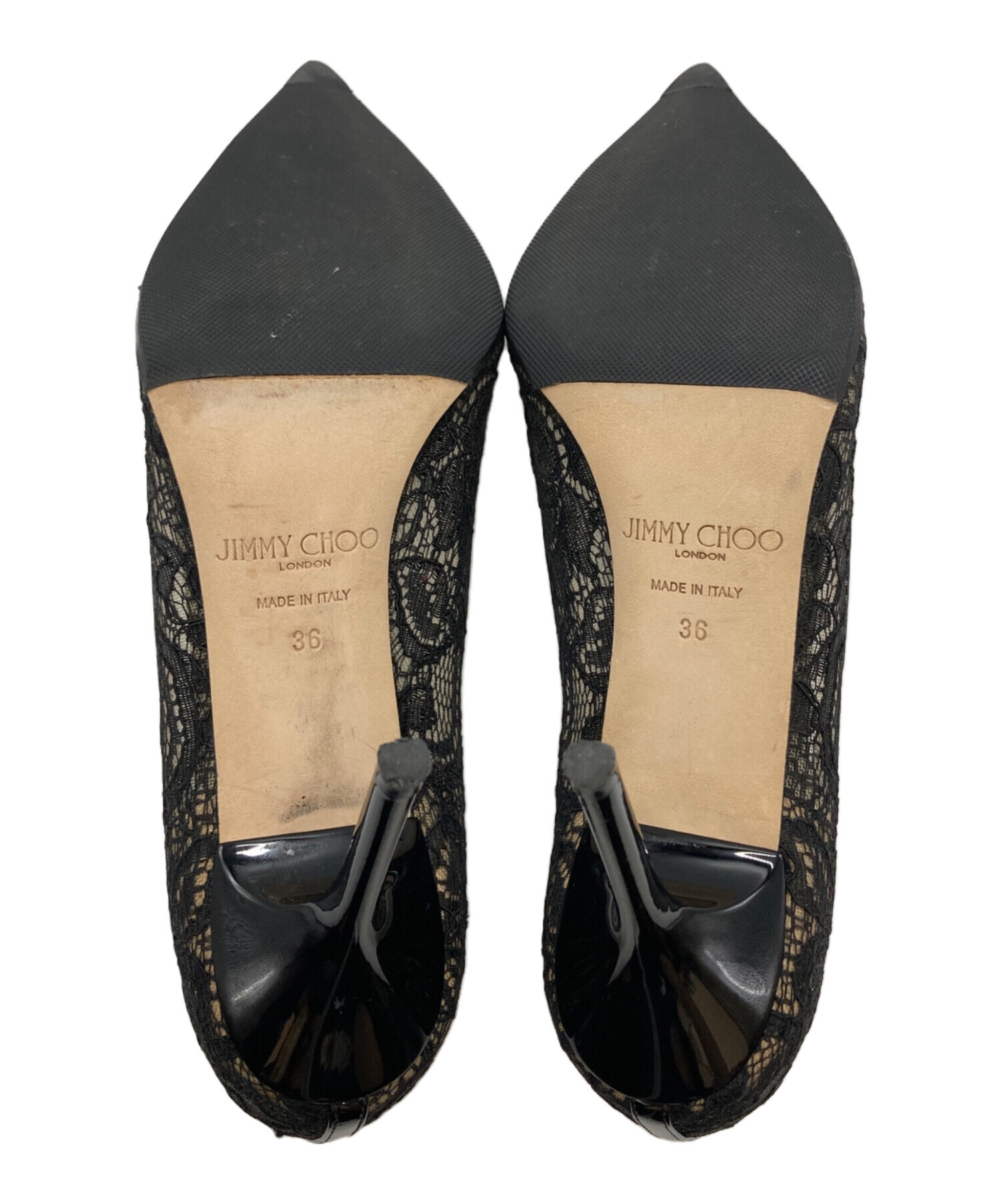 中古・古着通販】JIMMY CHOO (ジミーチュウ) レースパンプス ブラック