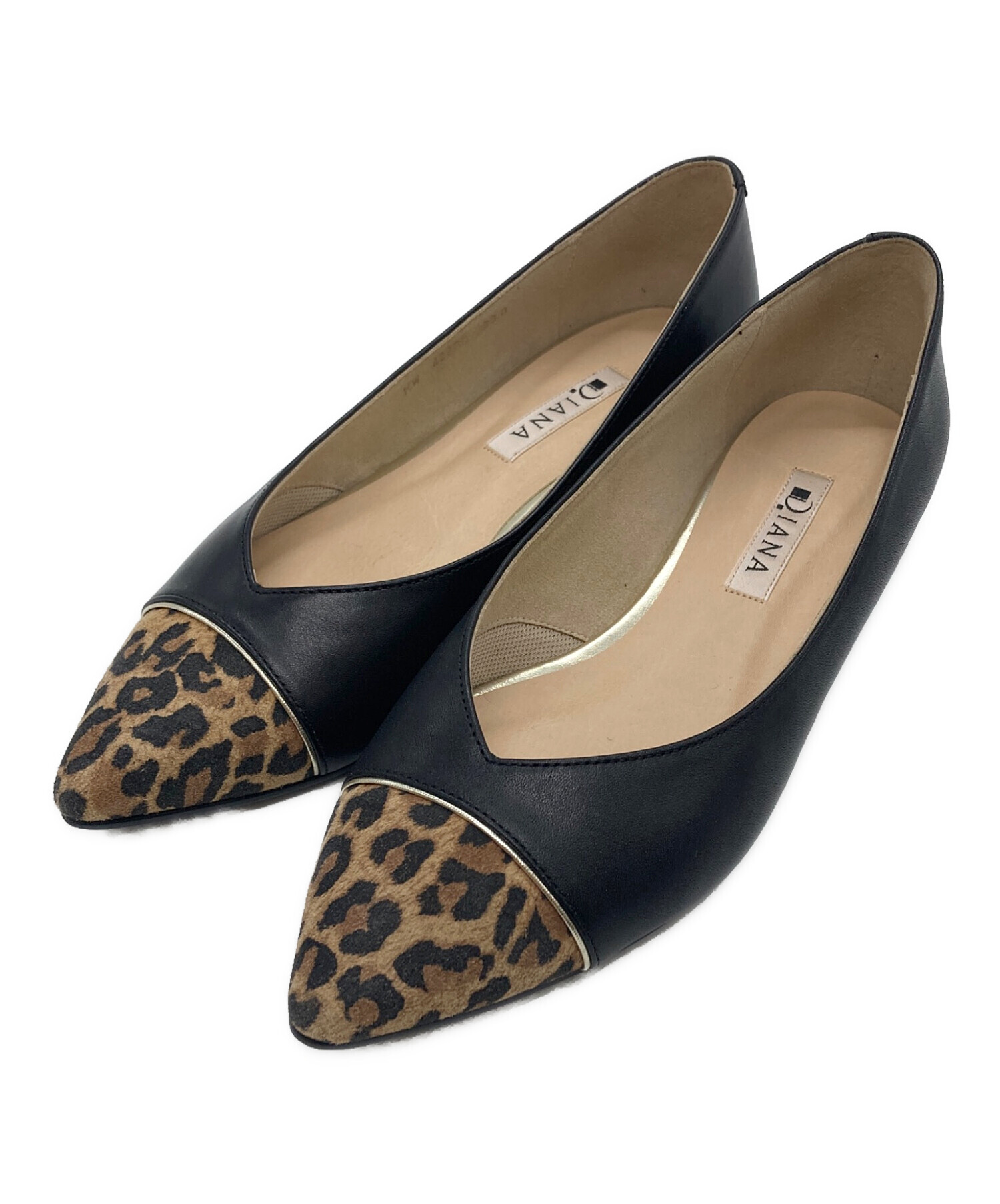 DIANA ローヒール　パンプス 中古・古着通販】DIANA (ダイアナ) トゥ切替ローヒールパンプス