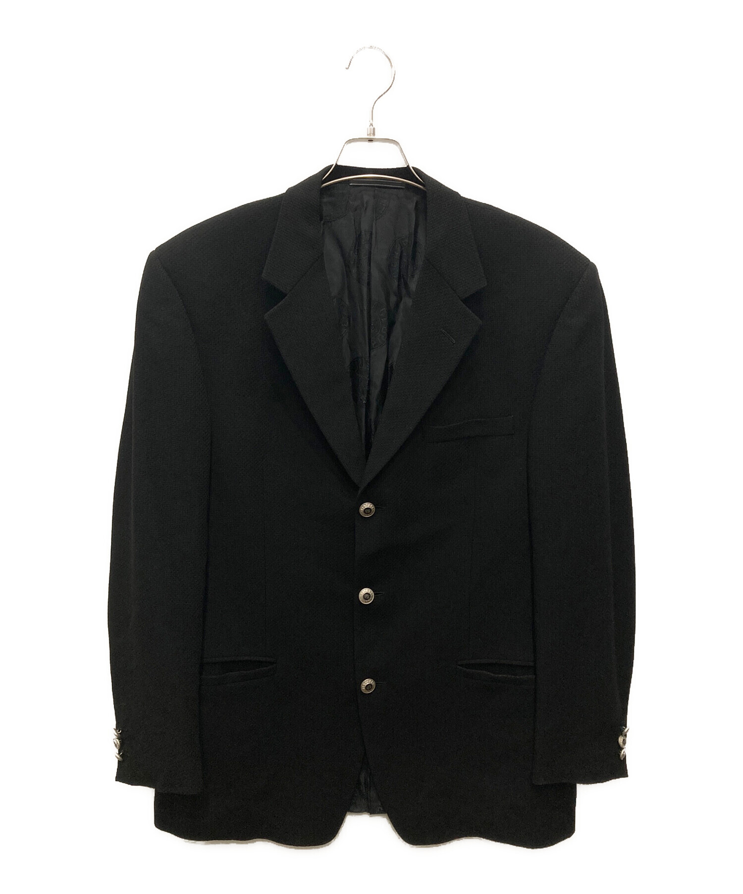 ヴェルサーチ　ブラック　ジャケット　メンズXL相当 中古・古着通販】VERSACE (ヴェルサーチェ) 3Bジャケット ブラック