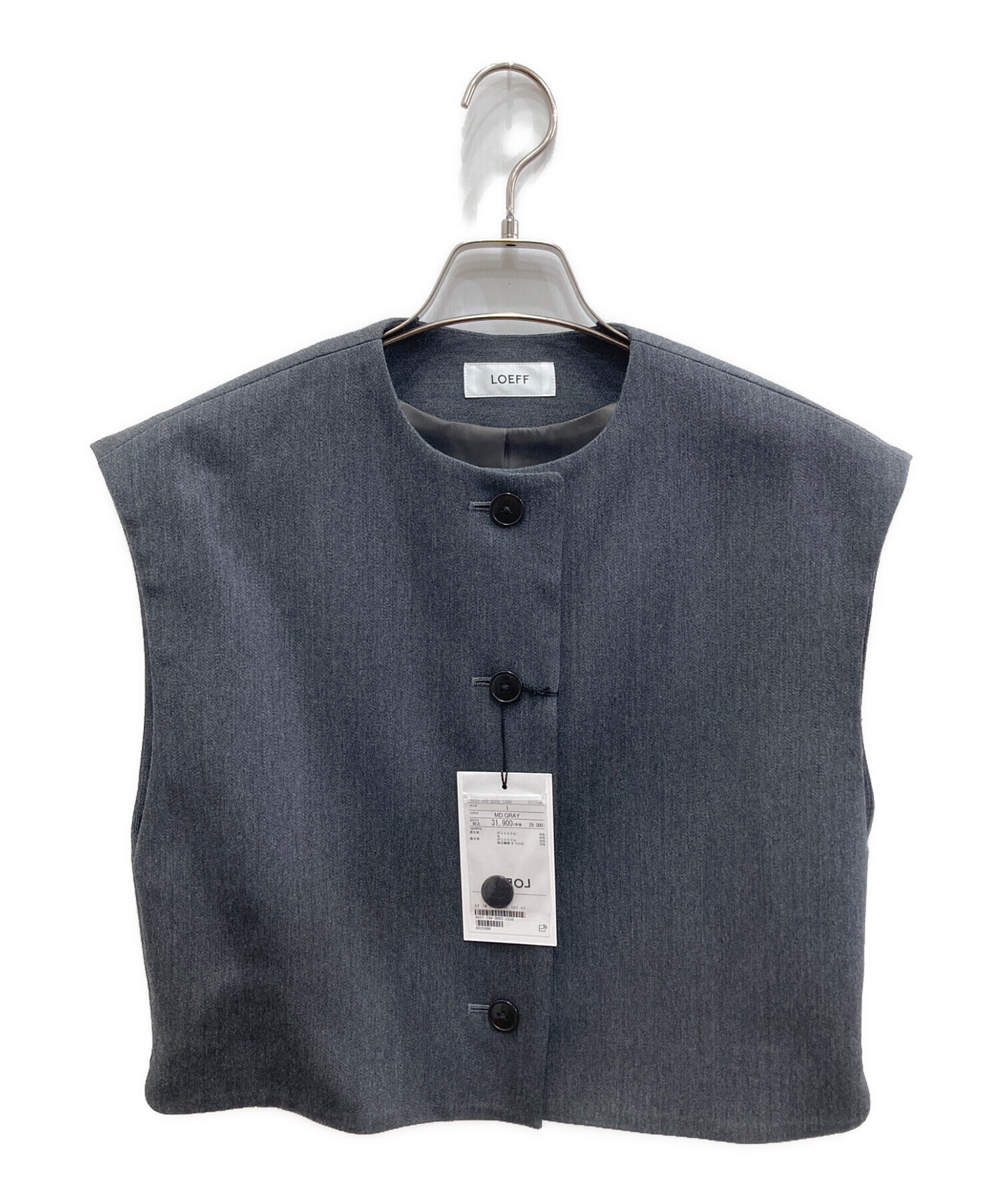 中古・古着通販】LOEFF (ロエフ) CVLYツイルショートベスト グレー