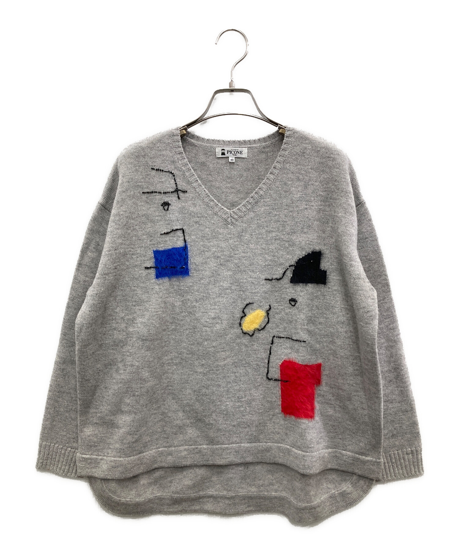 スタジオ PICONE ローマ 綿 ピッコーネ ニット セーター サイズ 40 中古・古着通販】STUDIO PICONE (スタジオ ピッコーネ) ニット グレー