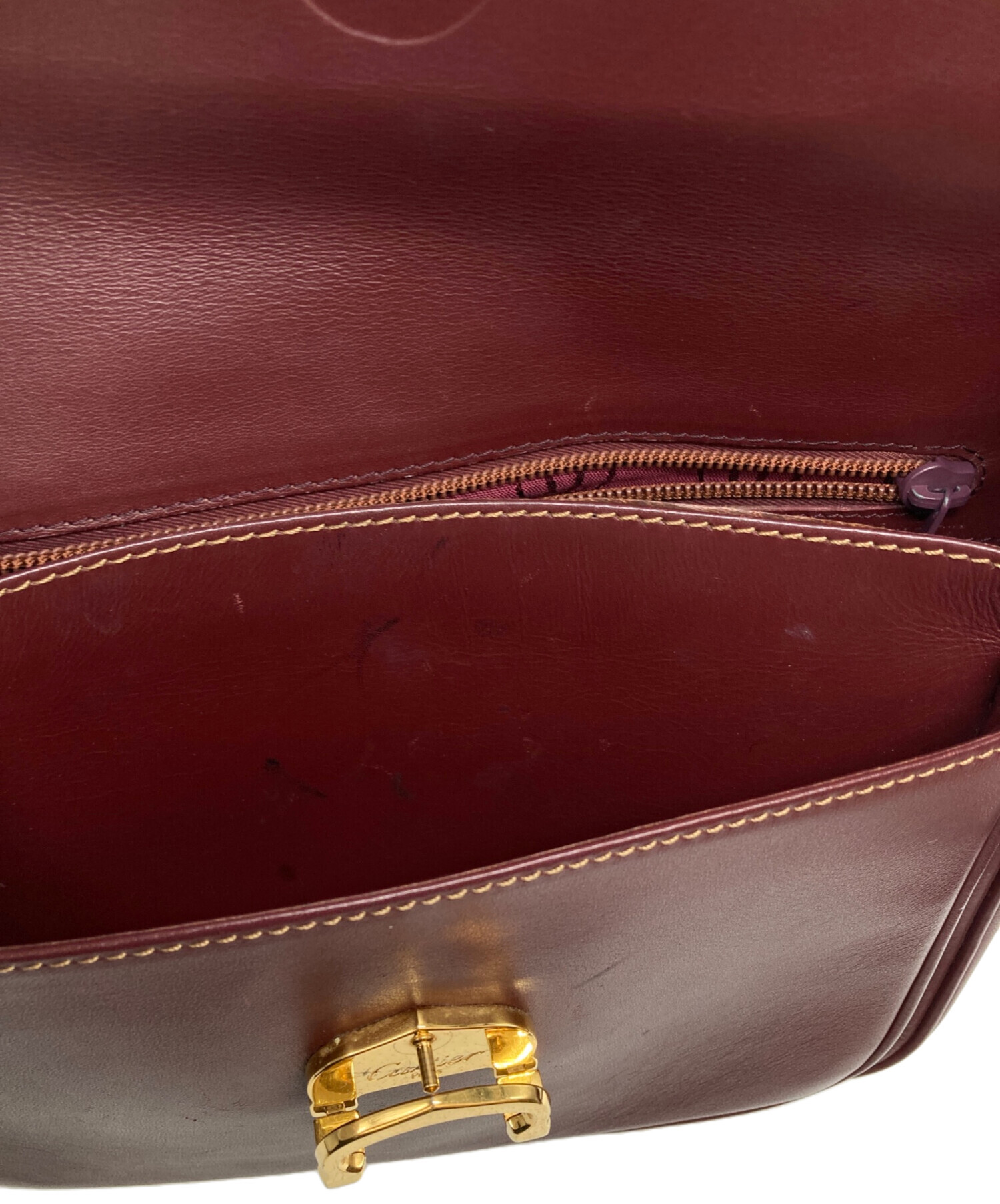 中古・古着通販】Cartier (カルティエ) ショルダーバッグ ボルドー
