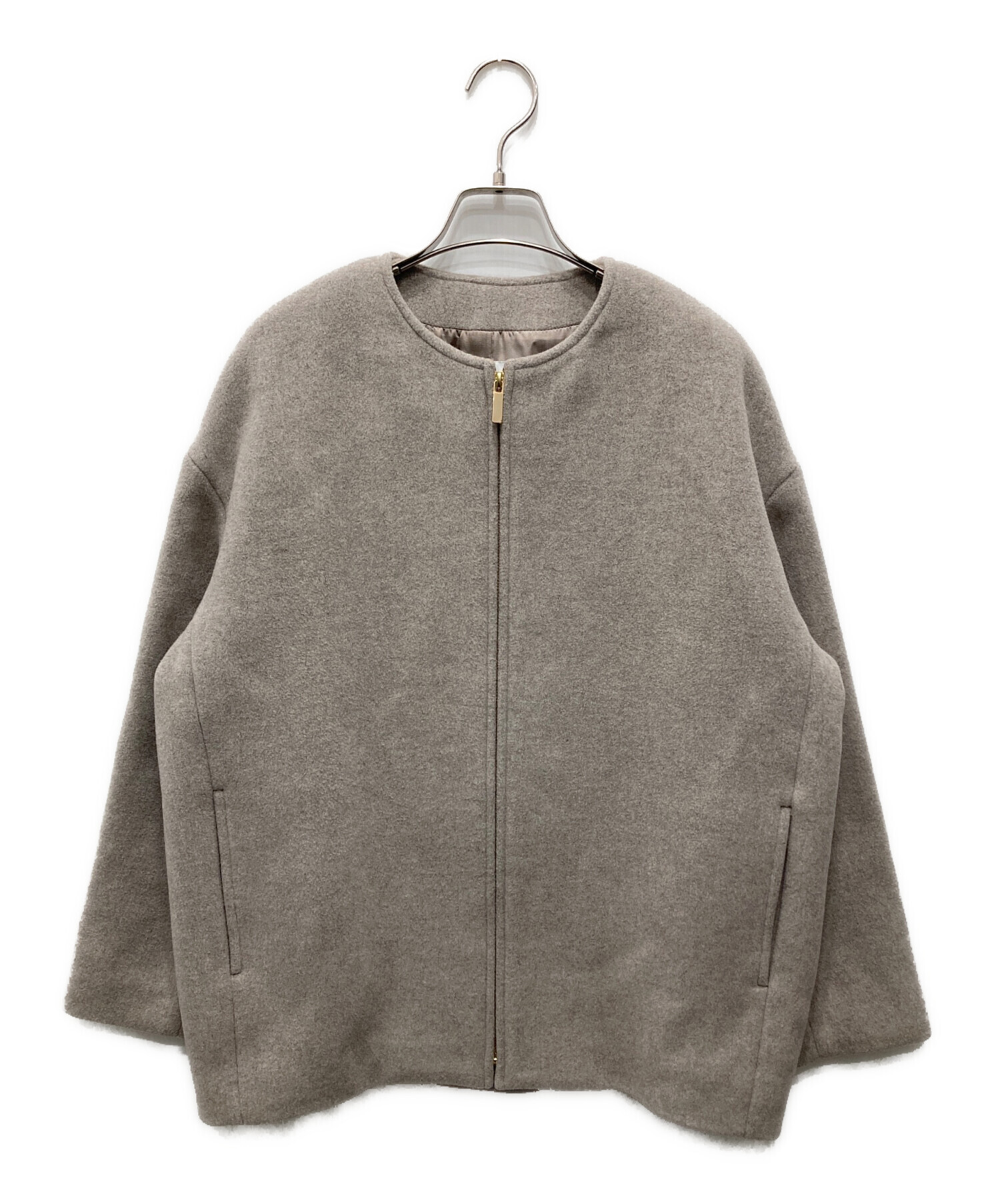 NOBLE ノーブル MTRカラーレスジップショートコート グレージュ 36 中古・古着通販】Noble (ノーブル) MTRカラーレスジップショートコート