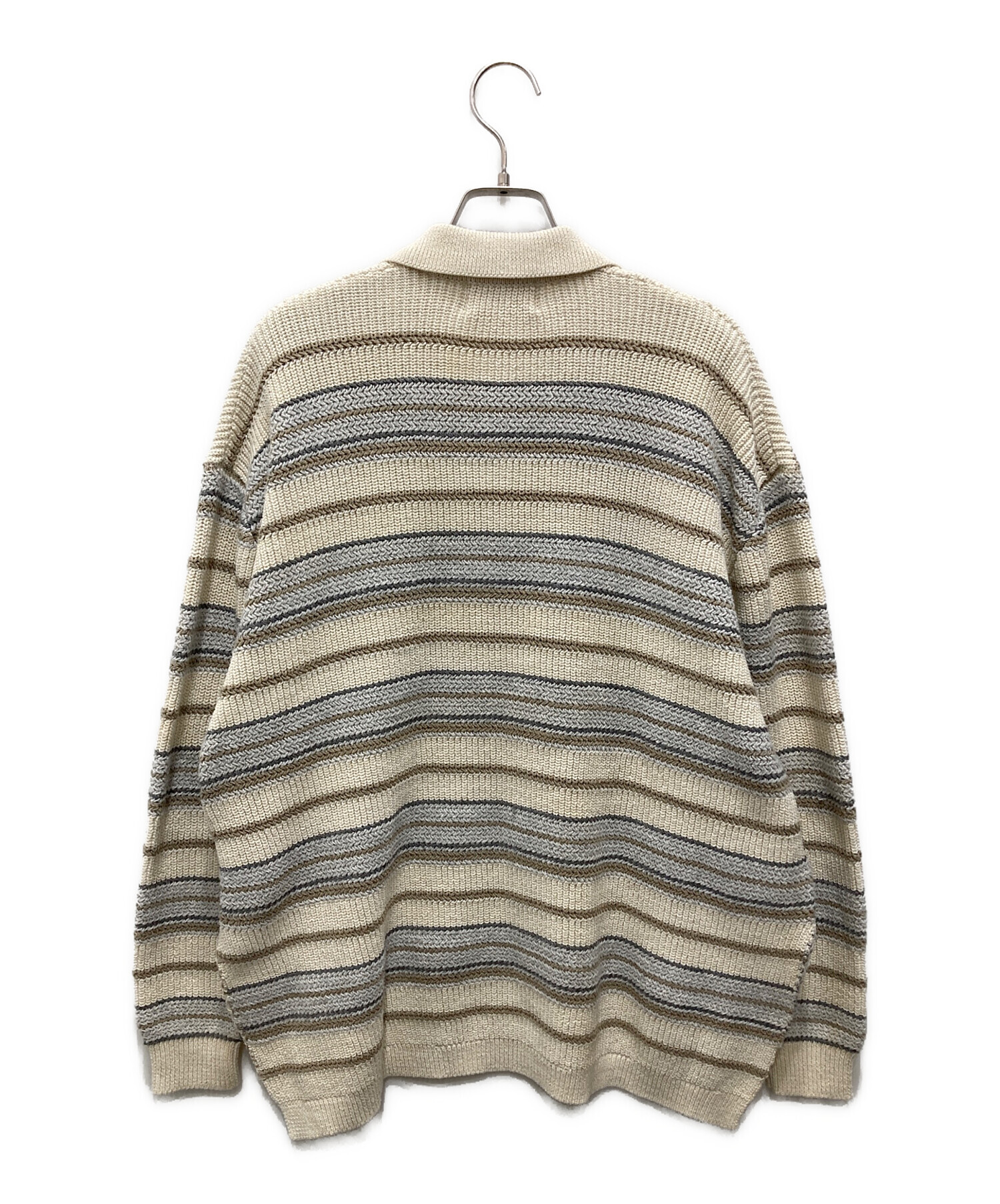 K*A様 【完売】CLANE アイボリーボーダーニット 新品未使用 人気 中古・古着通販】CLANE (クラネ) MULTI BORDER KNIT POLO TOP/マルチ