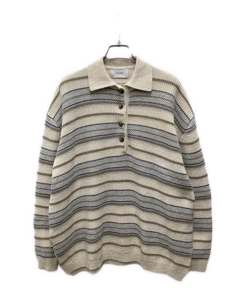 中古・古着通販】CLANE (クラネ) MULTI BORDER KNIT POLO TOP/マルチ