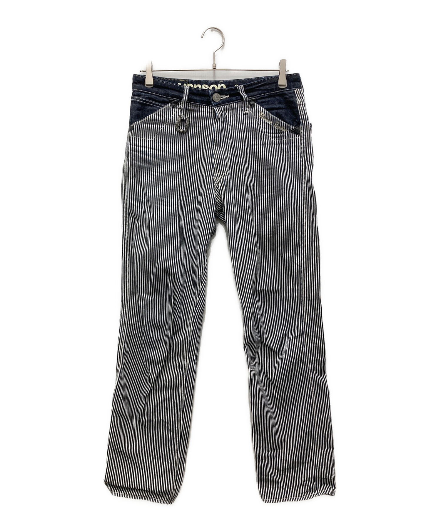 中古・古着通販】VANSON (バンソン) ストライプワークパンツ ホワイト 