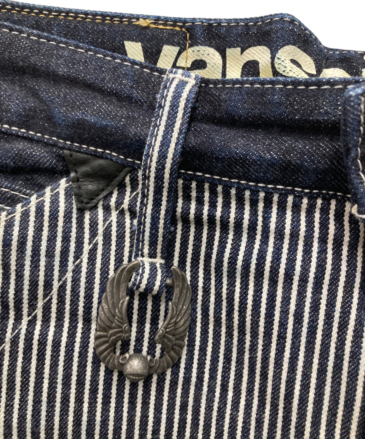 バンソン ストライプパンツ 34インチ Vanson 囚人パンツ 中古・古着通販】VANSON (バンソン) ストライプワークパンツ ホワイト