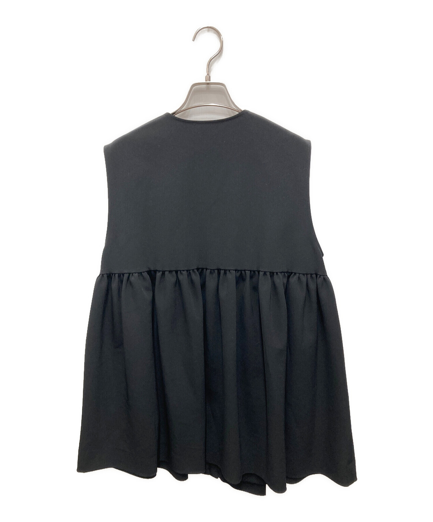 中古・古着通販】yori (ヨリ) ダブルクロスフリルジレ ブラック サイズ