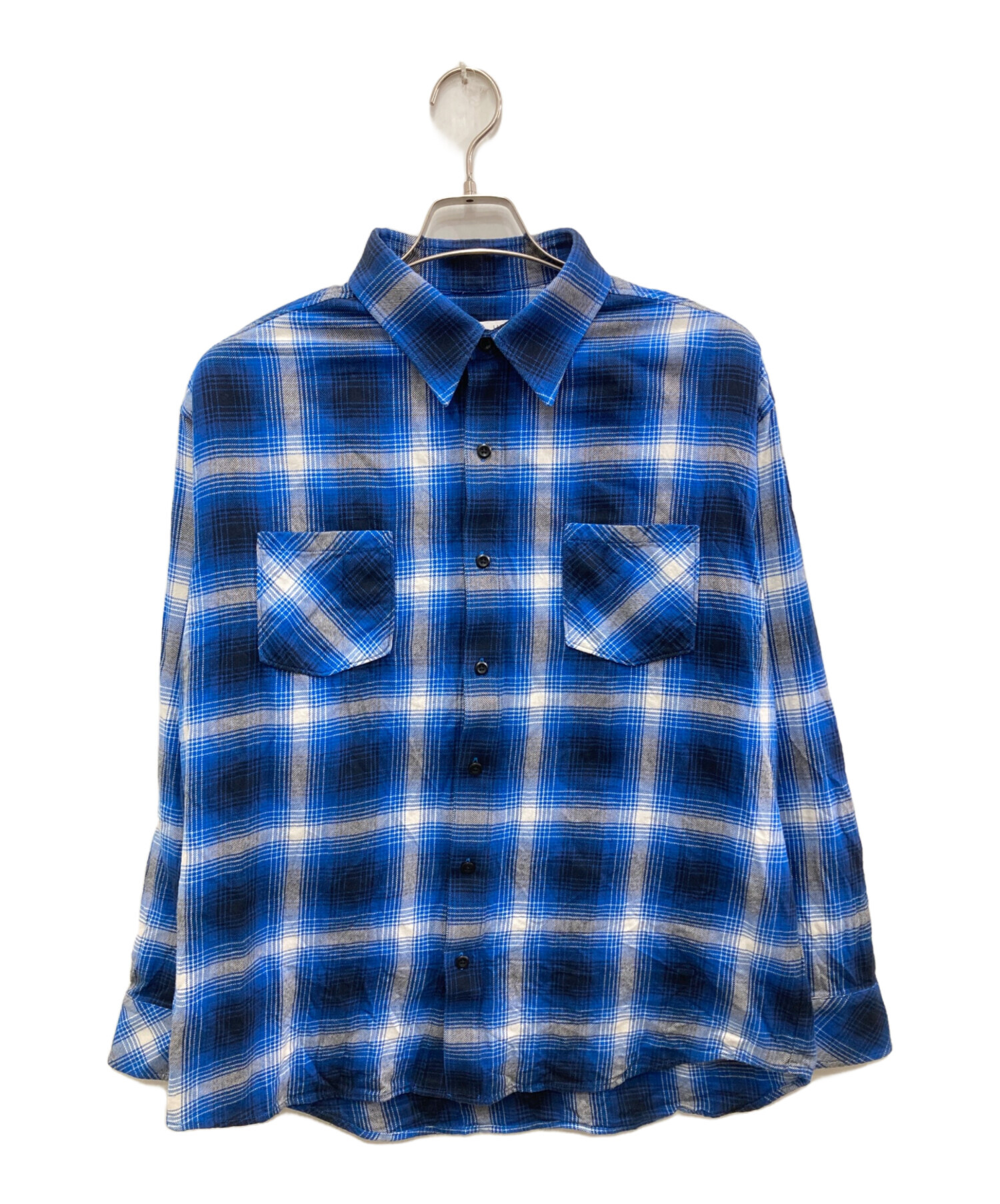 中古・古着通販】Rafu (ラフ) フランネルシャツ ブルー サイズ:LARGE