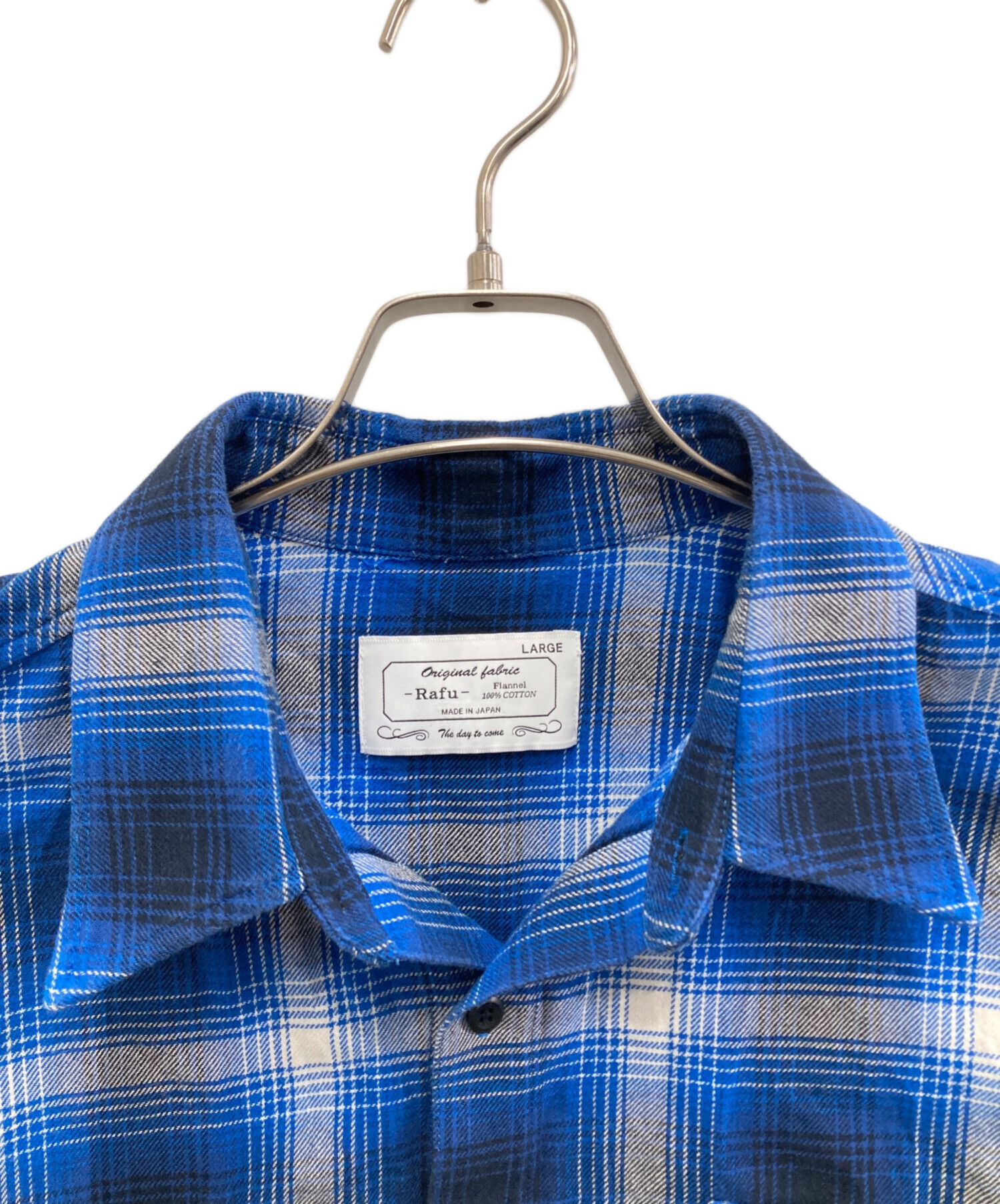 中古・古着通販】Rafu (ラフ) フランネルシャツ ブルー サイズ:LARGE