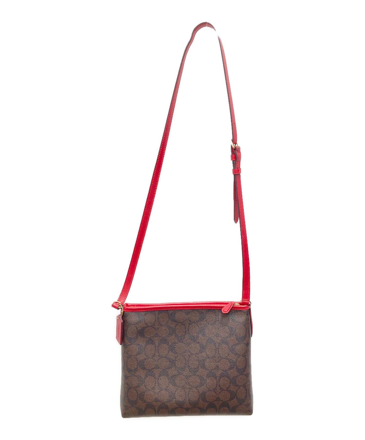 中古・古着通販】COACH (コーチ) シグネチャーショルダーバッグ レッド