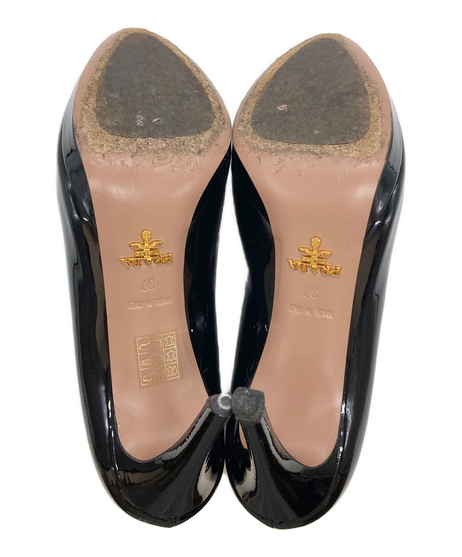 中古・古着通販】PRADA (プラダ) エナメルヒールパンプス ブラック