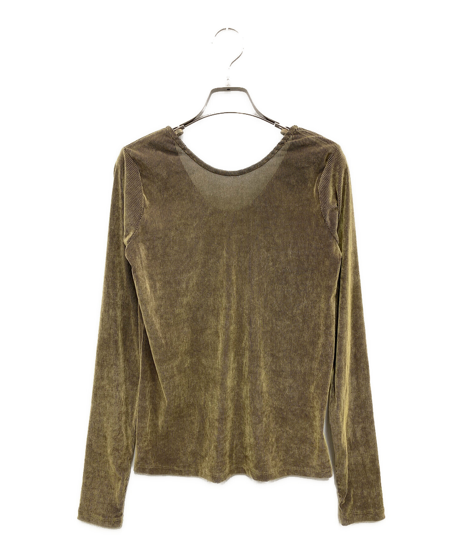 中古・古着通販】MANOF (マノフ) TULLE FLOCKED STRIPE TOPS/チュール 