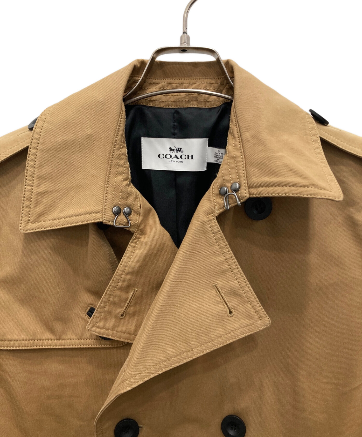 コーチ COACH NEW YORK トレンチコート ミドル丈 ベルト M 赤 レッド 