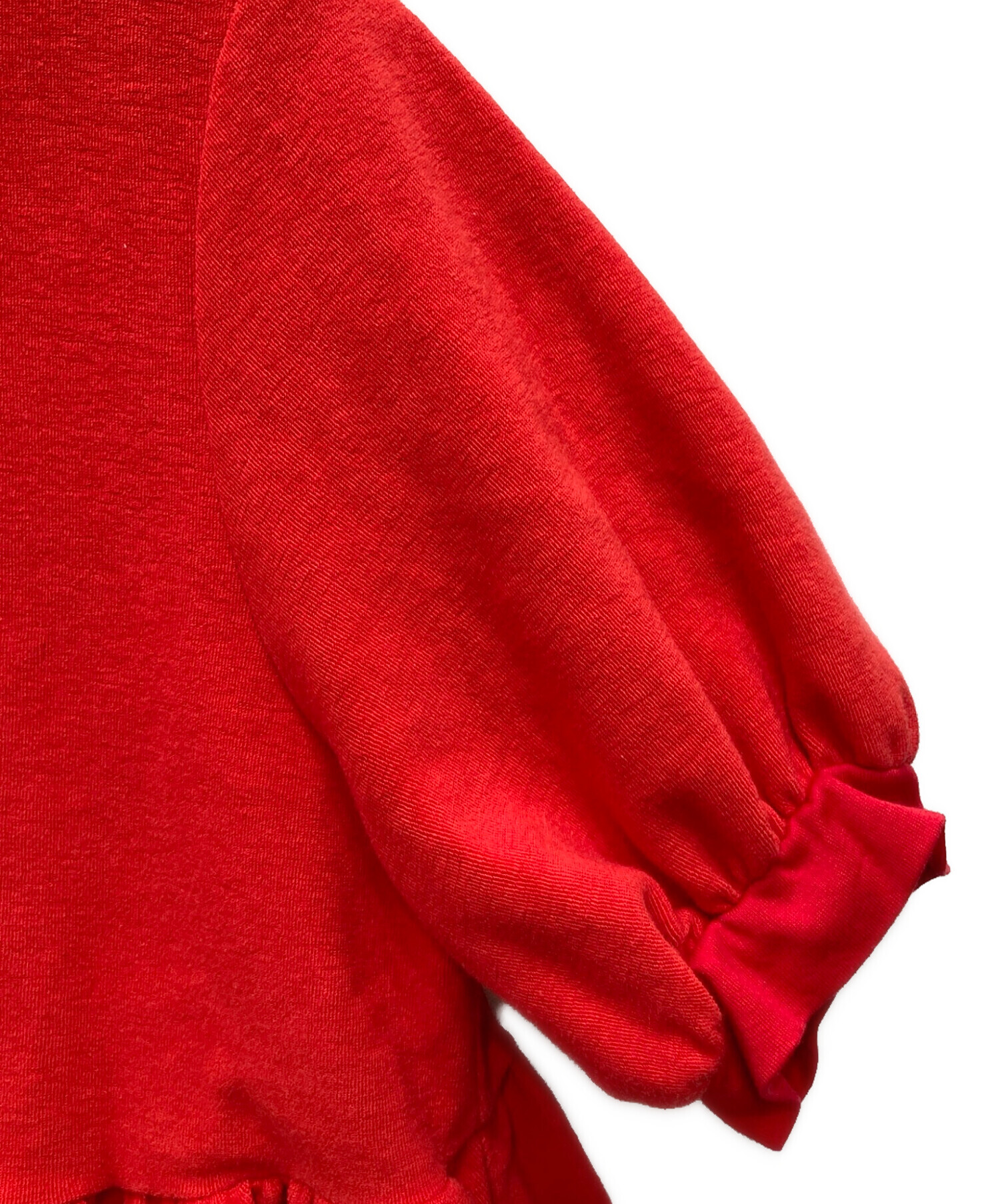 【試着のみ】 yori オーガニックコットンパイルポロカットソー 36 レッド 中古・古着通販】yori (ヨリ) オーガニックコットンパイルポロ