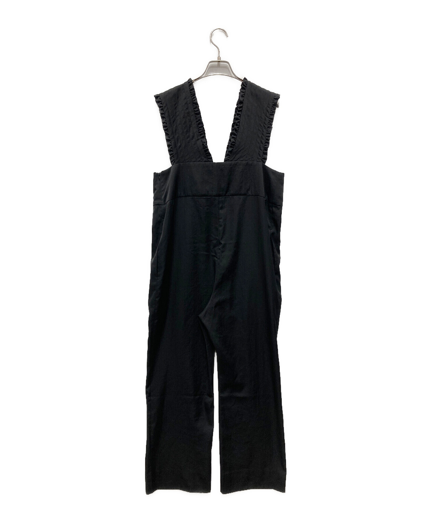 yori サテンフリルサロペット ブラック 36 ヨリ 中古・古着通販】yori (ヨリ) サテンフリルサロペット ブラック サイズ