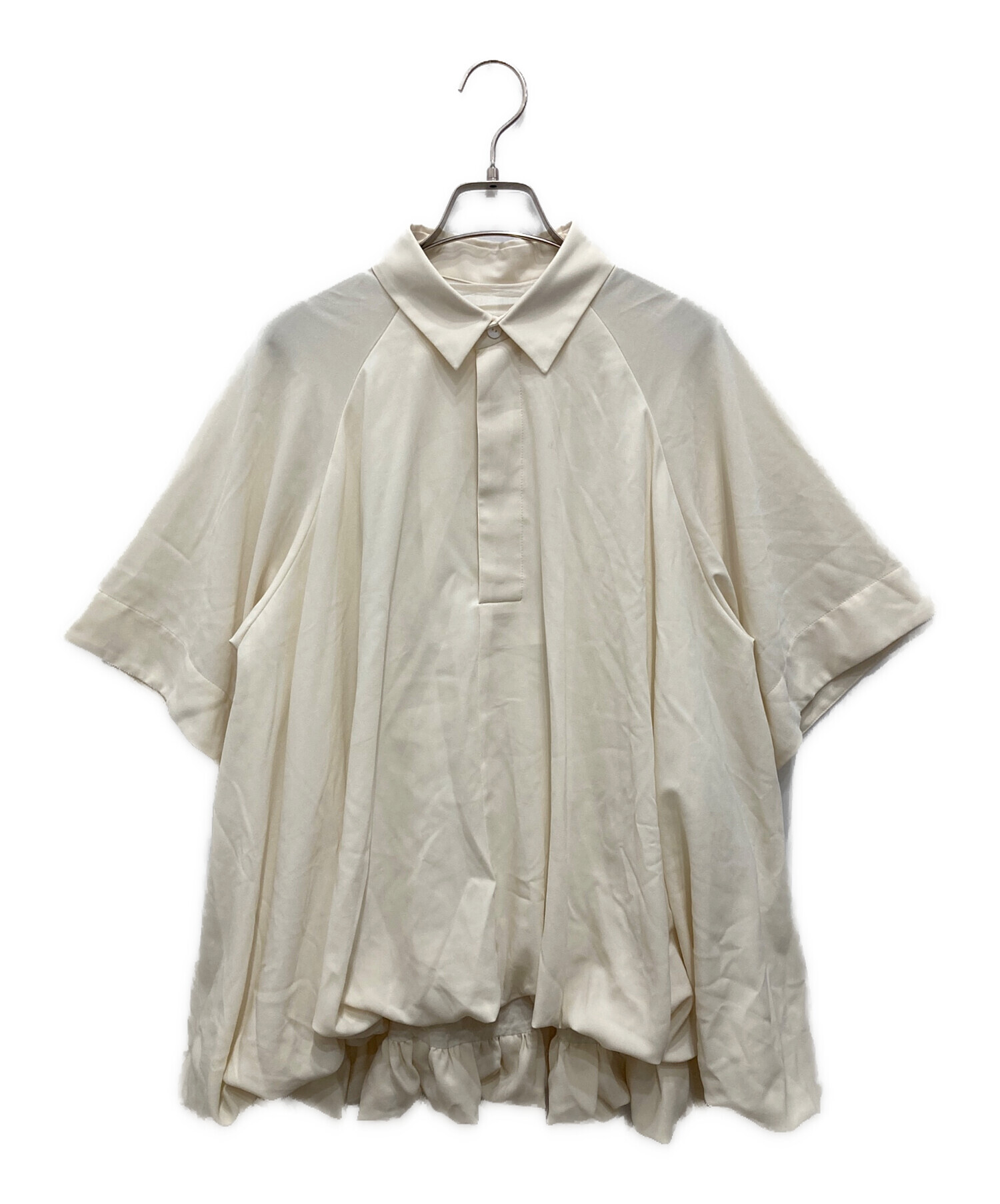ENFOLD バルーンハーフスリーブブラウス　ブラック サイズ38 中古・古着通販】ENFOLD (エンフォルド) BALLOON HALF-SLEEVE BLOUSE