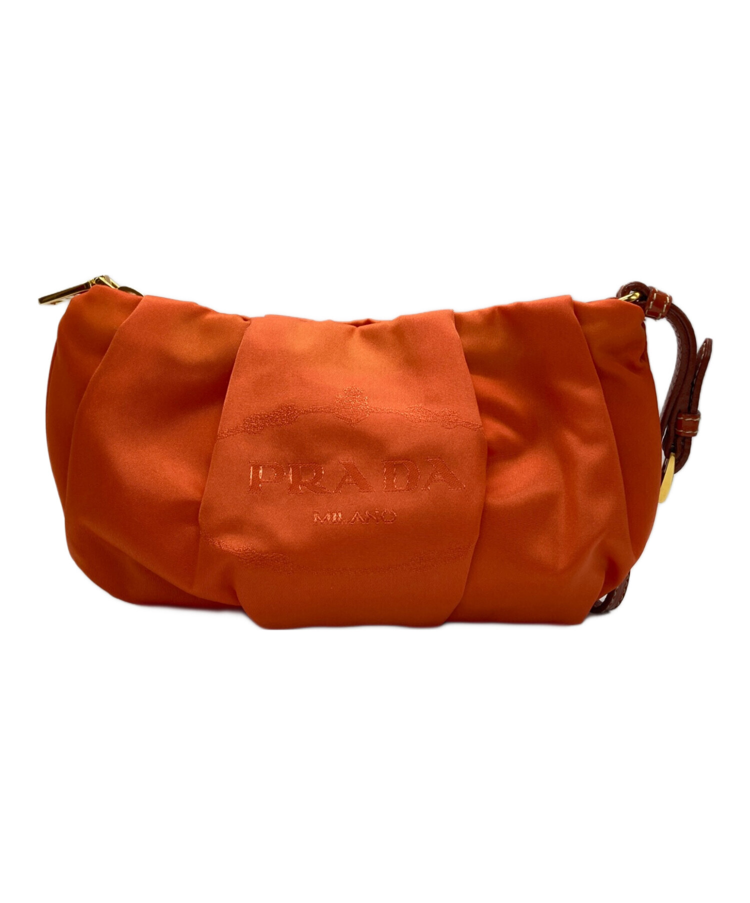 プラダ　ナイロンポーチ 中古・古着通販】PRADA (プラダ) ナイロンポーチ オレンジ｜ブランド