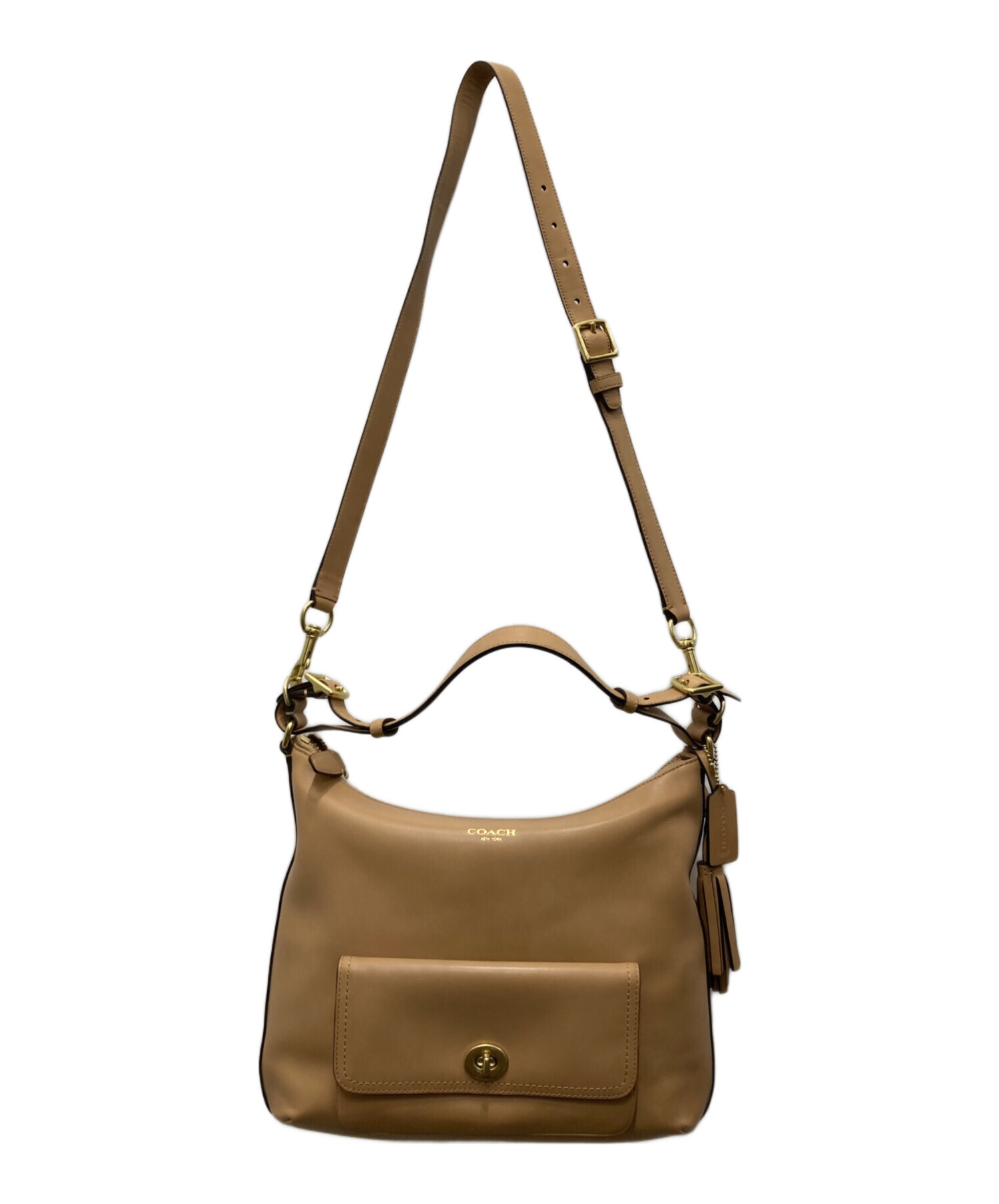 中古・古着通販】COACH (コーチ) 2wayレザーショルダーバッグ ベージュ