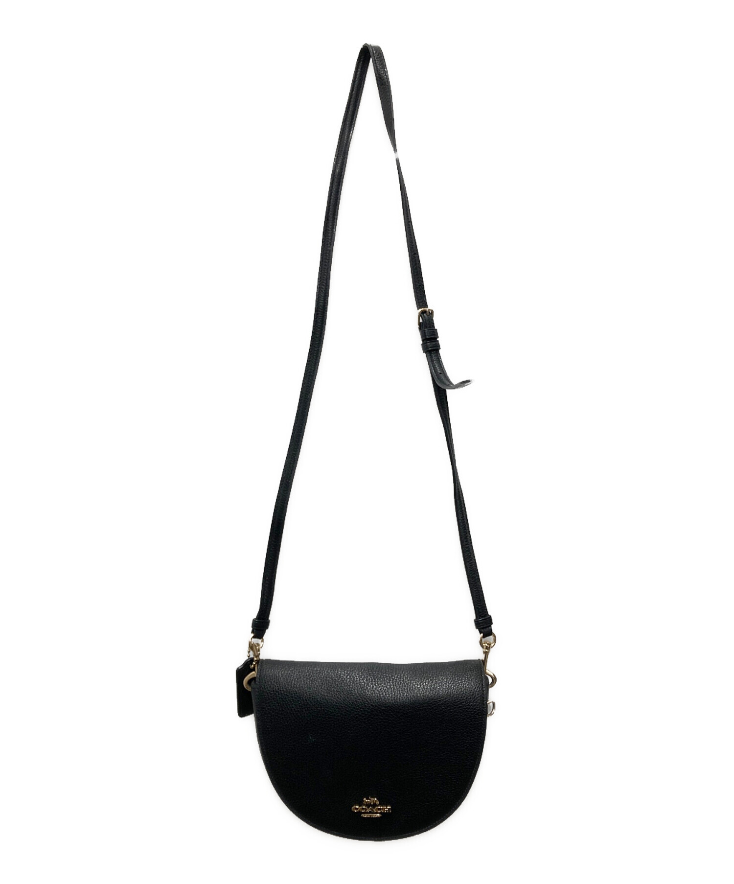 【お取り引き中】美品◆COACH◆/オプアートワンショルダーバッグ/ブラックレザー 中古・古着通販】COACH (コーチ) レザーショルダーバッグ ブラック
