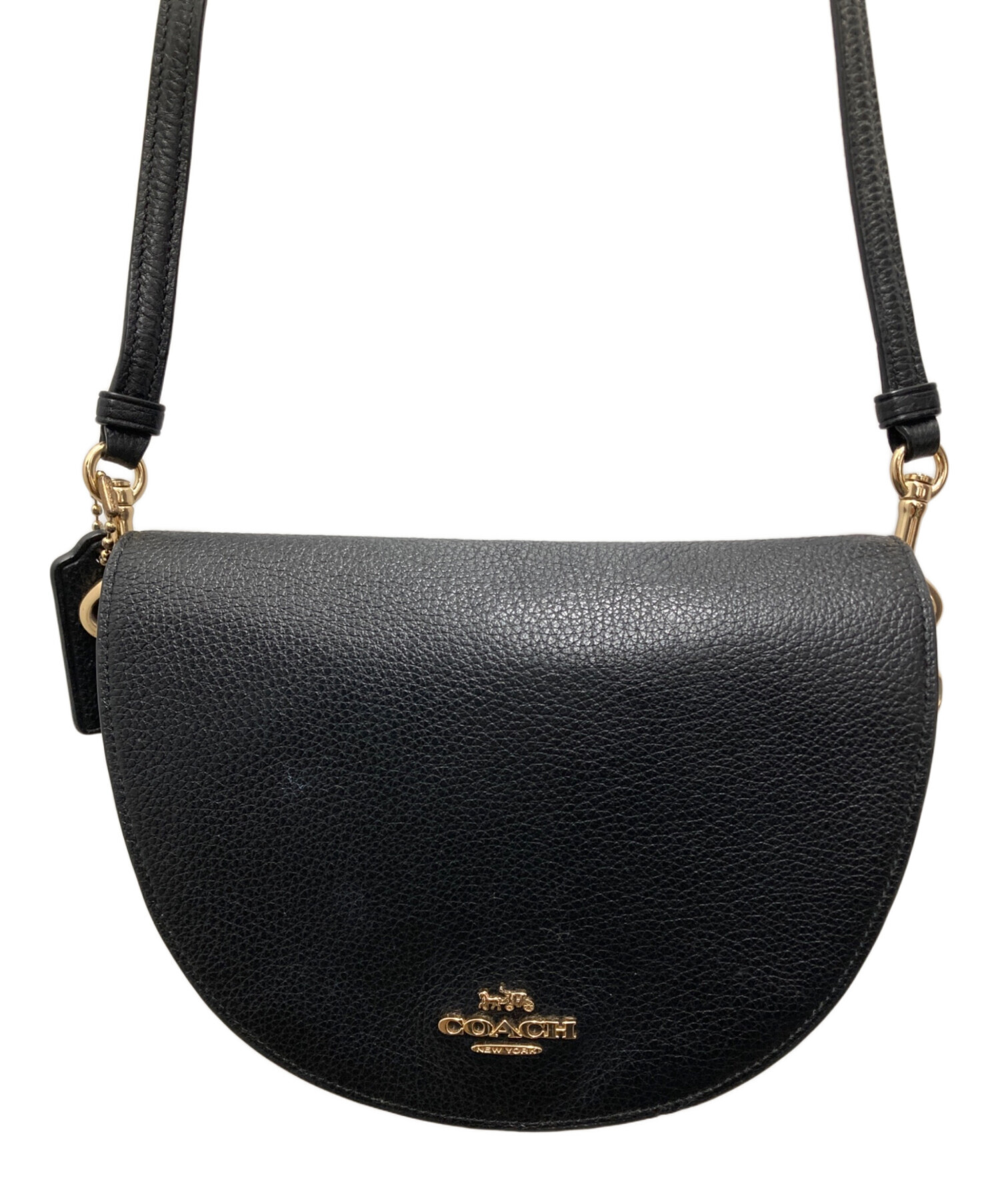 【お取り引き中】美品◆COACH◆/オプアートワンショルダーバッグ/ブラックレザー 中古・古着通販】COACH (コーチ) レザーショルダーバッグ ブラック