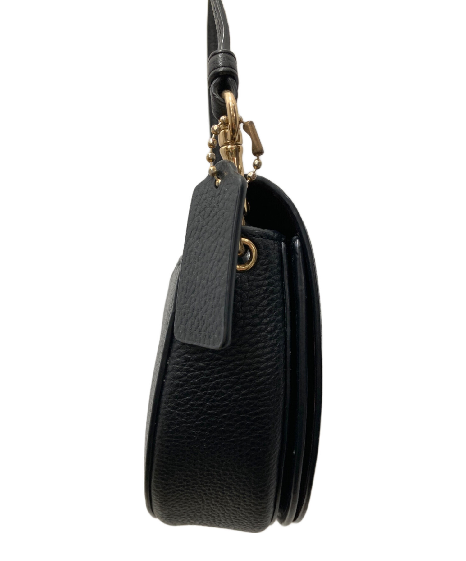 中古・古着通販】COACH (コーチ) レザーショルダーバッグ ブラック