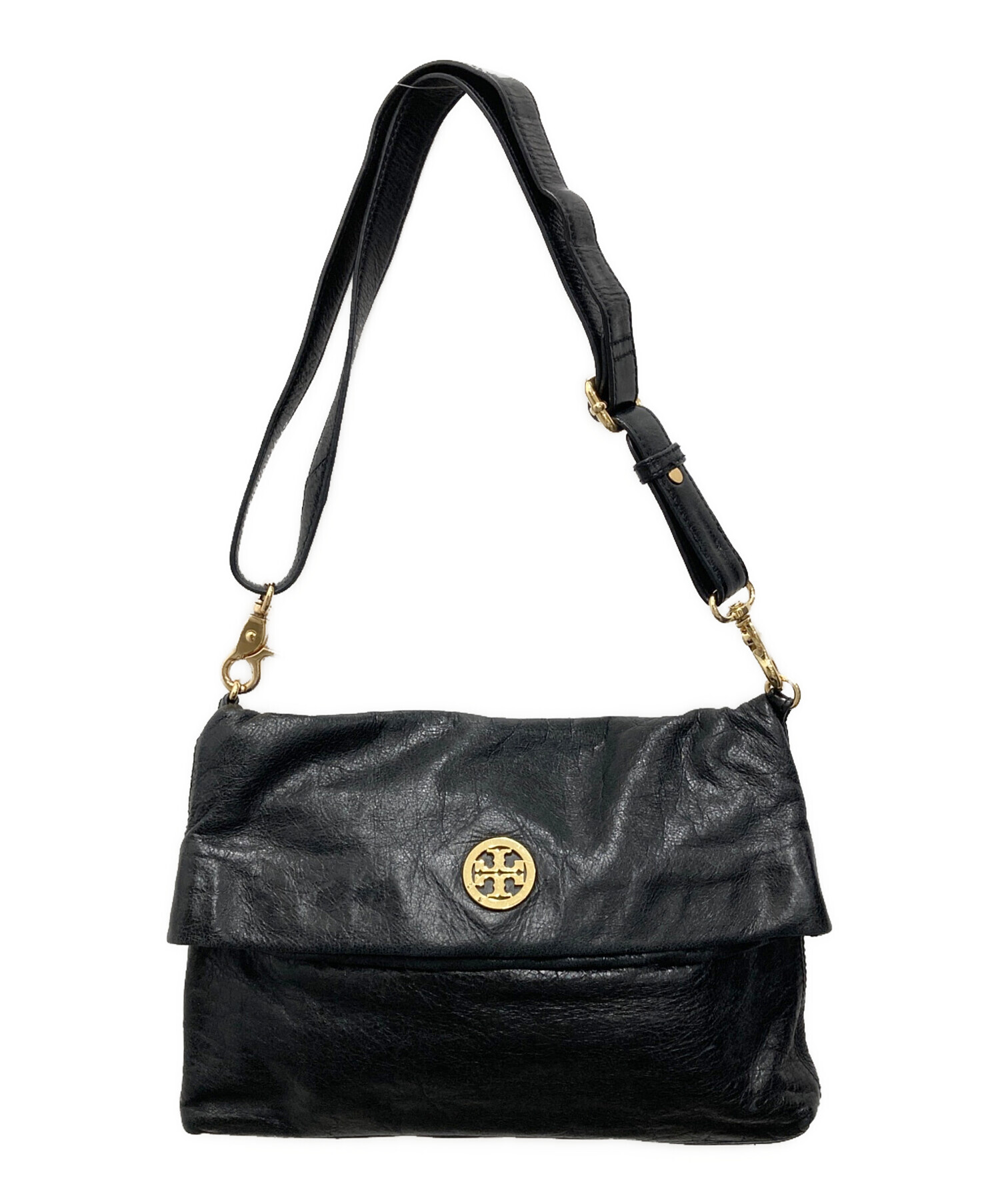 TORY BURCH トリーバーチ ショルダーバッグ  黒 【古着】【中古】【送料無料】 中古・古着通販】TORY BURCH (トリーバーチ) レザーショルダーバッグ