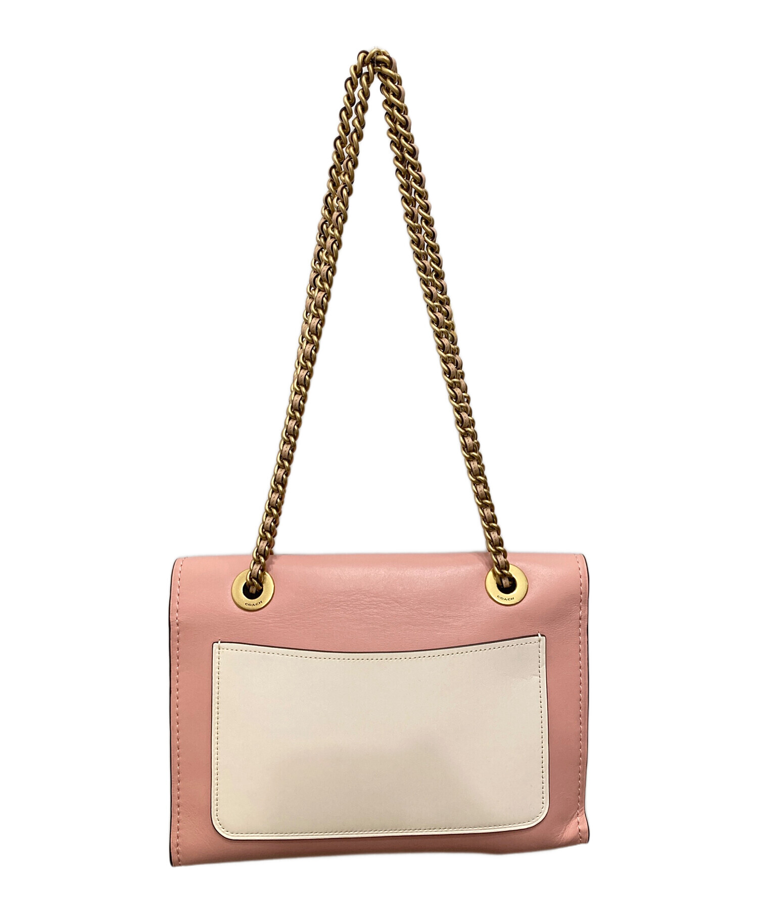 中古・古着通販】COACH (コーチ) レザーショルダーバッグ ピンク