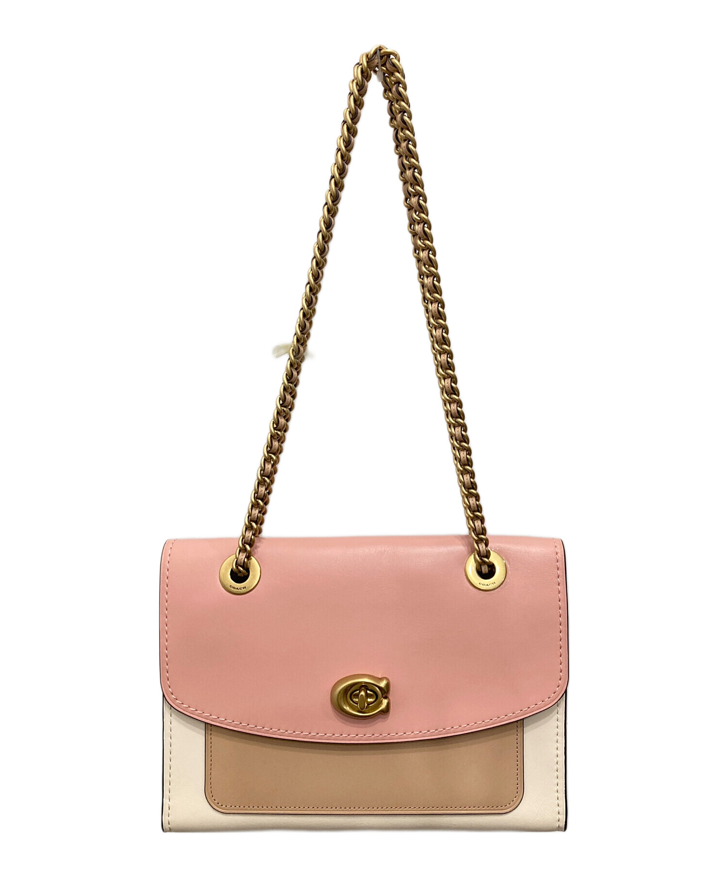 中古・古着通販】COACH (コーチ) レザーショルダーバッグ ピンク