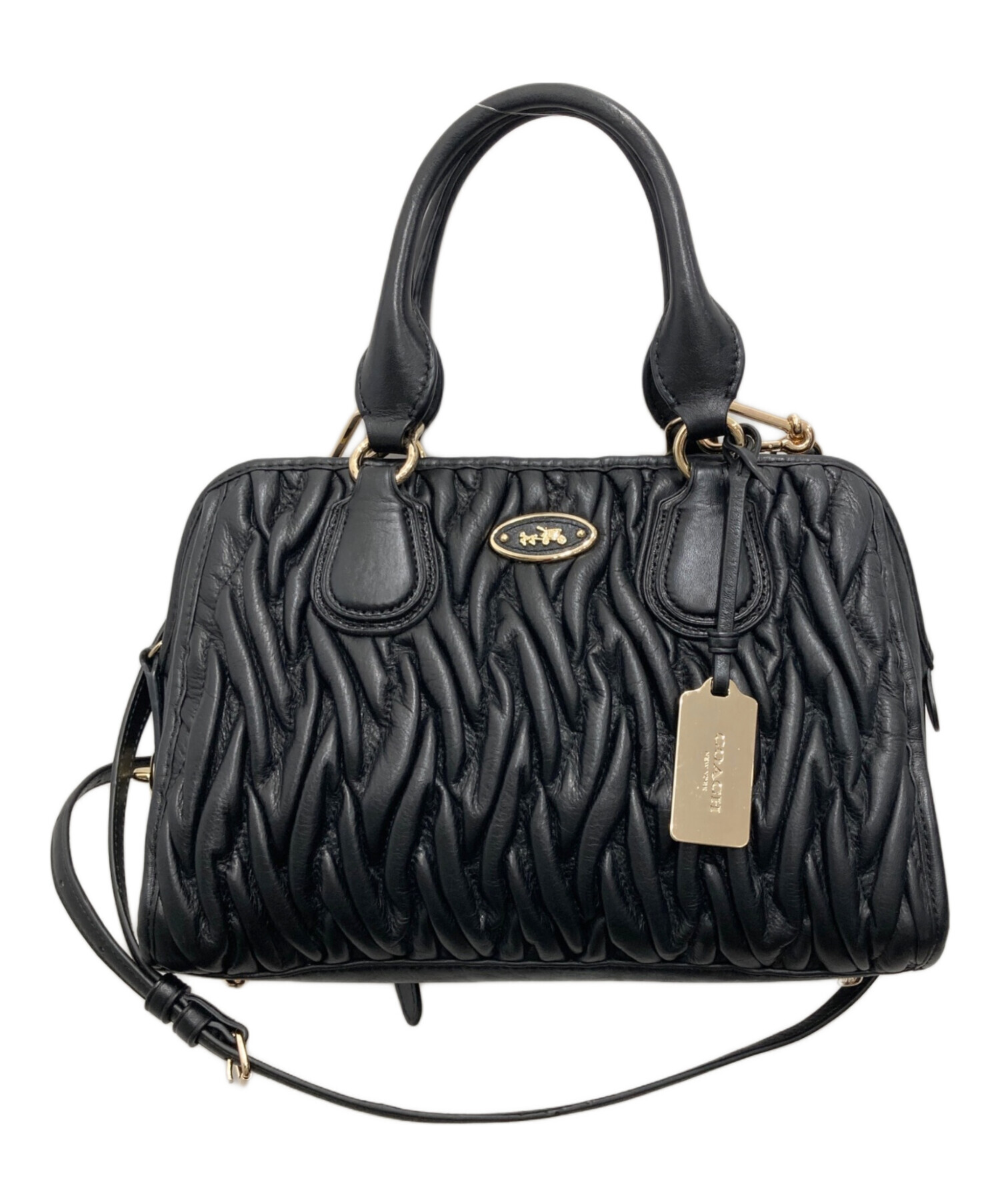 中古・古着通販】COACH (コーチ) サッチェルギャザードレザー 中古・古着通販】COACH (コーチ) サッチェルギャザードレザー