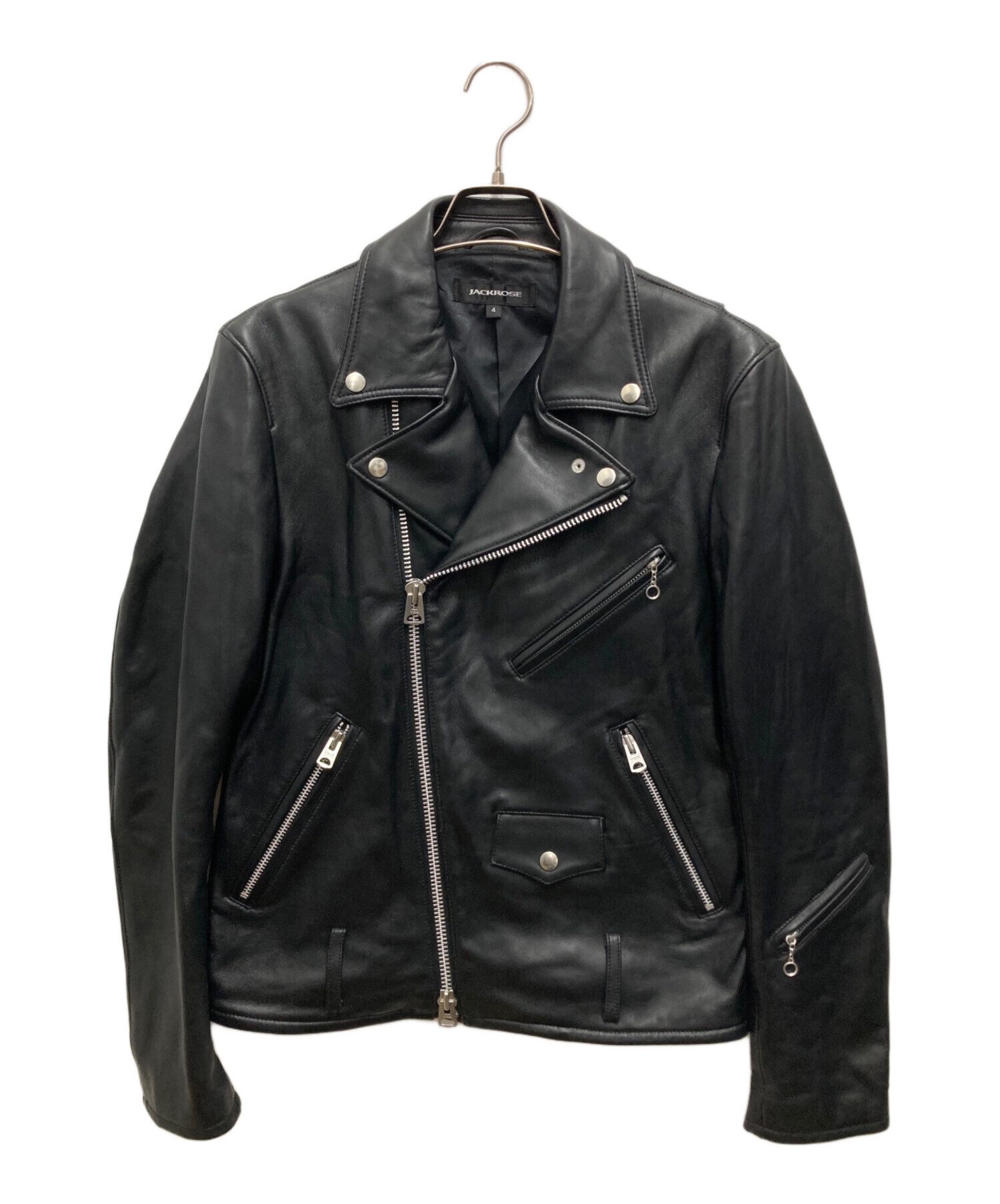 JACKROSE ANTIQUE ブラックレザー ライダースジャケット サイズ5 中古・古着通販】JACKROSE (ジャックローズ) レザーライダース