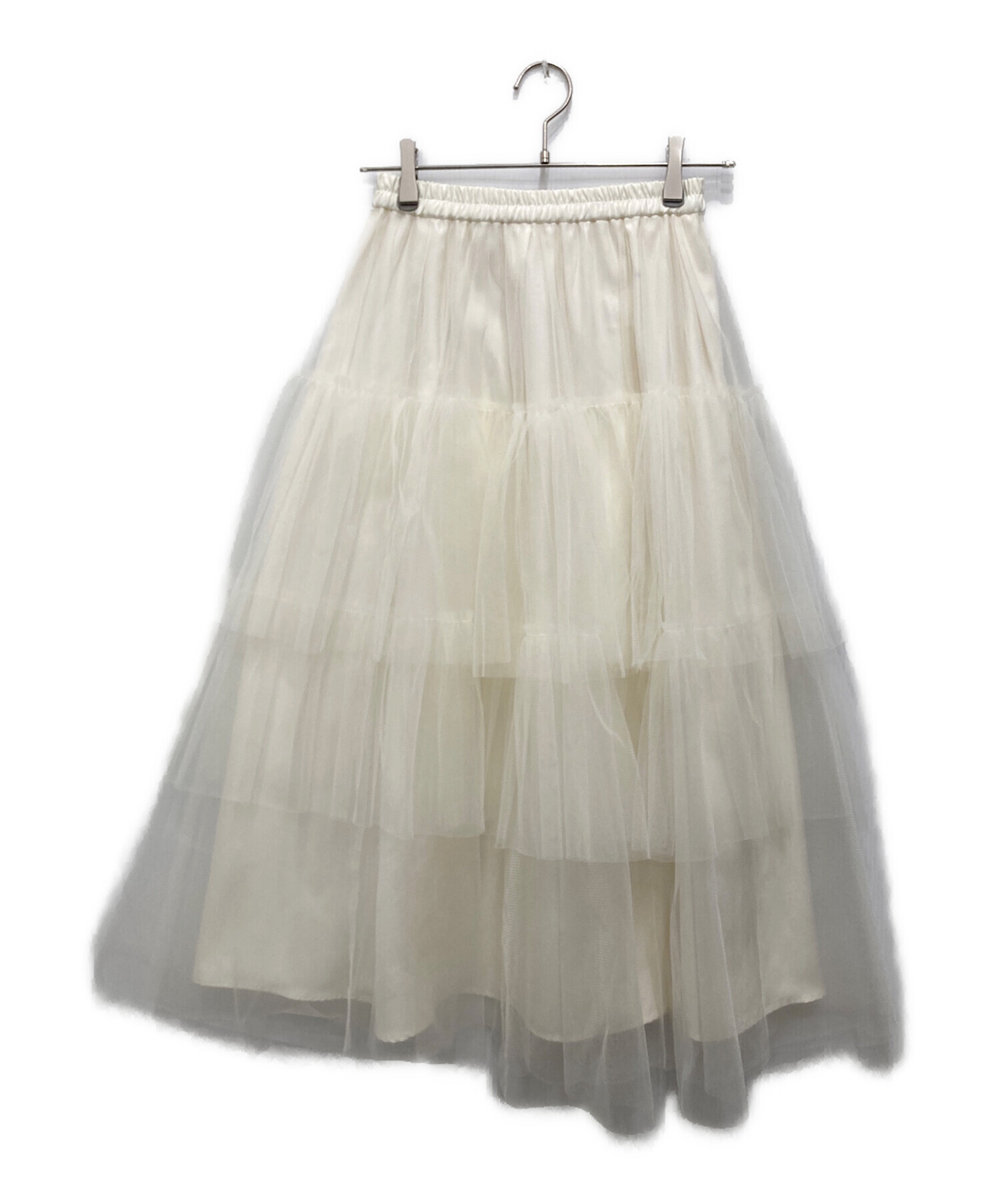 Bluelea ブルレアTulle tiered skirt チュール　白　38 中古・古着通販】BLUELEA (ブルレア) チュールティアードスカート