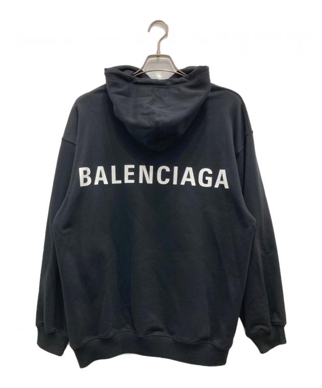 BALENCIAGA プリントパーカー S 黒 中古・古着通販】BALENCIAGA (バレンシアガ) バックロゴプリント